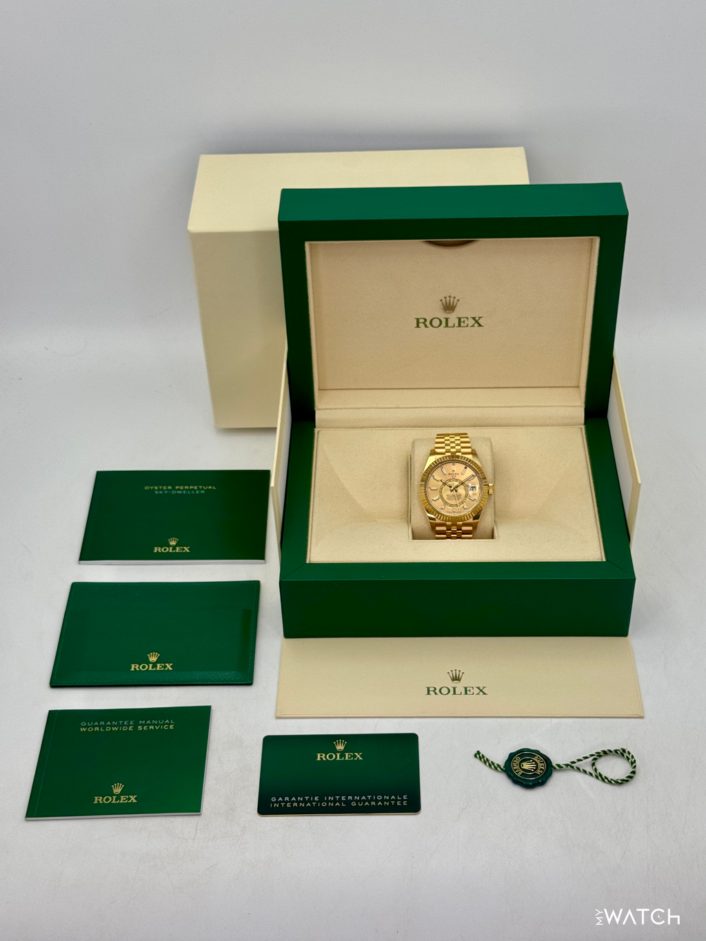 2024 Rolex Sky-Dweller 42mm 336938 Yellow Gold Jubilee Champagne Dial