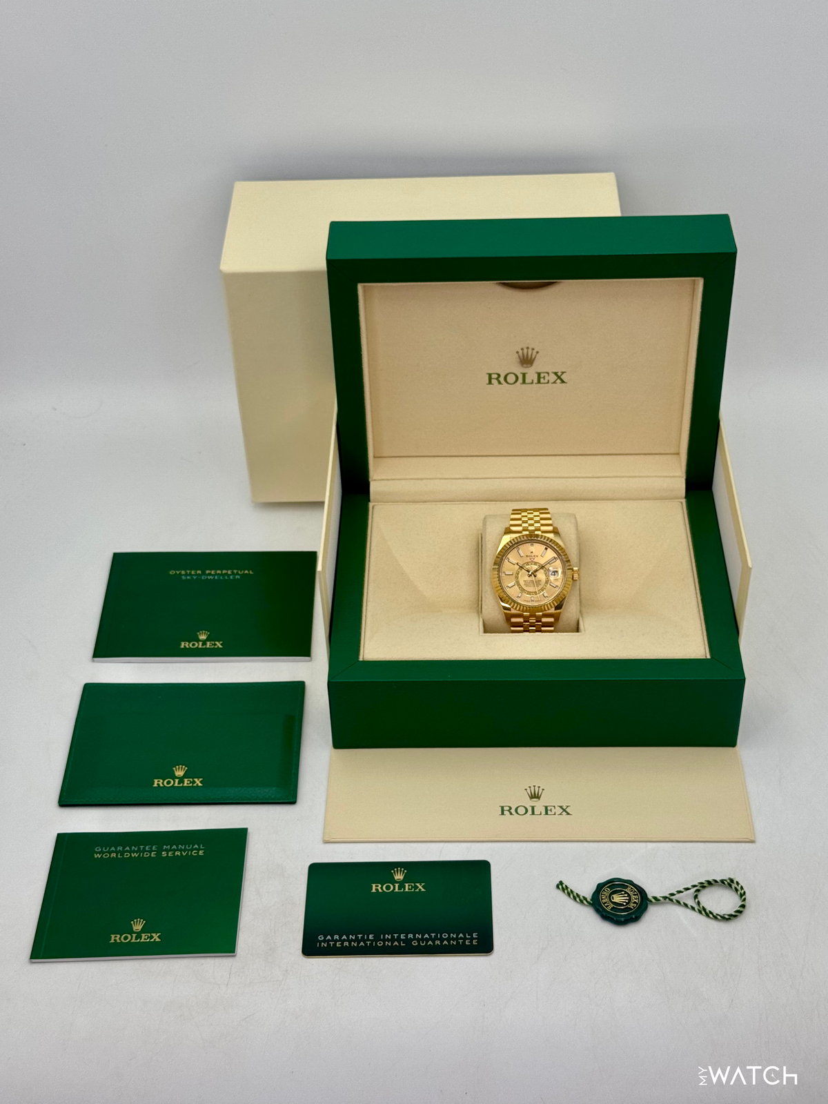 2024 Rolex Sky-Dweller 42mm 336938 Yellow Gold Jubilee Champagne Dial
