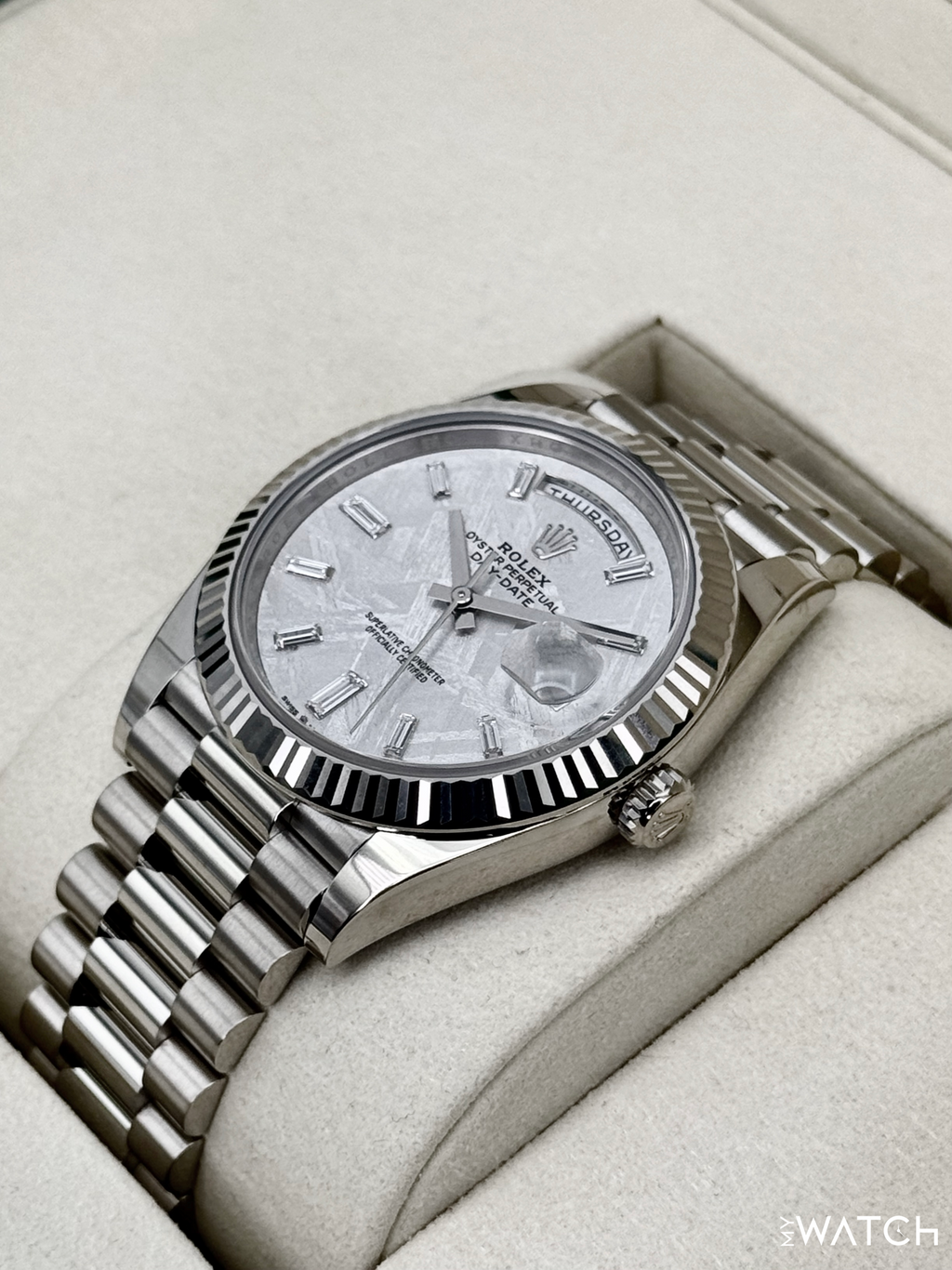 NEW 2026 Rolex Day-Date 40mm 228239 Presidential White Gold Meteorite Diamond Dial