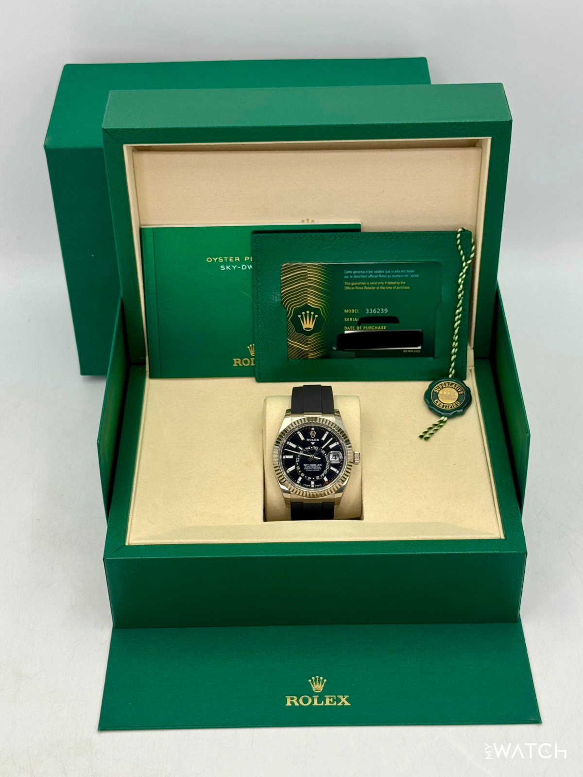 2025 Rolex Sky-Dweller 42mm 336239 White Gold Oysterflex Black Dial