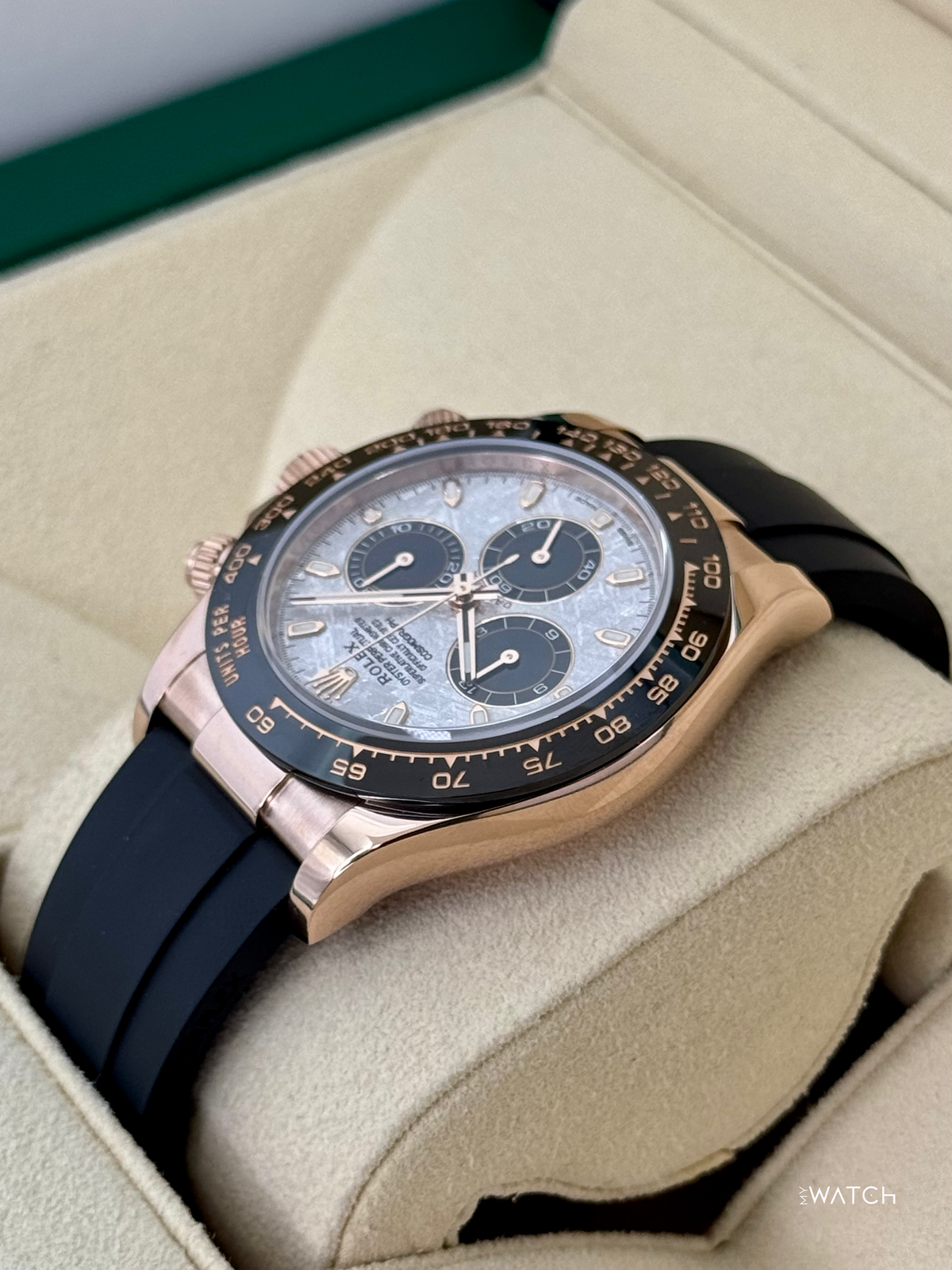 2022 Rolex Daytona 40mm 116515LN Rose Gold Oysterflex Meteorite Dial
