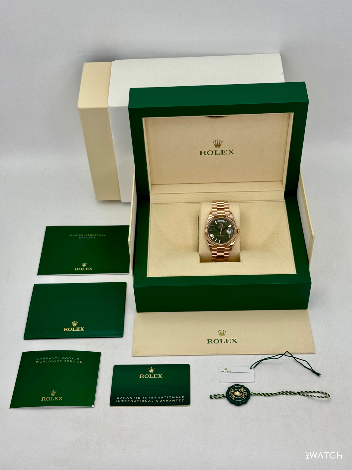 2025 Rolex Day-Date 40mm 228235 Presidential Rose Gold Olive Dial
