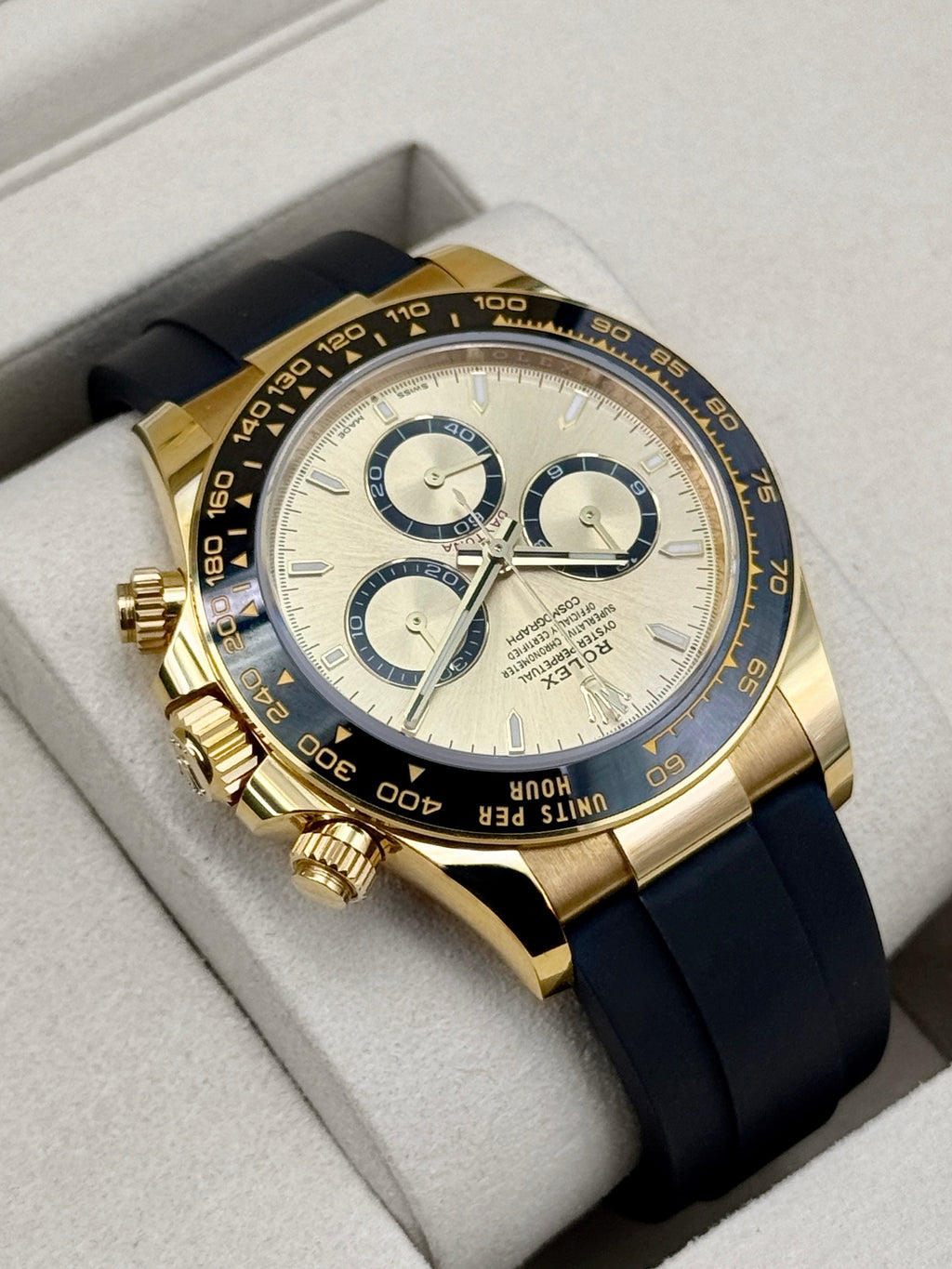 2025 Rolex Daytona 40mm 126518LN Yellow Gold Oysterflex Champagne Dial