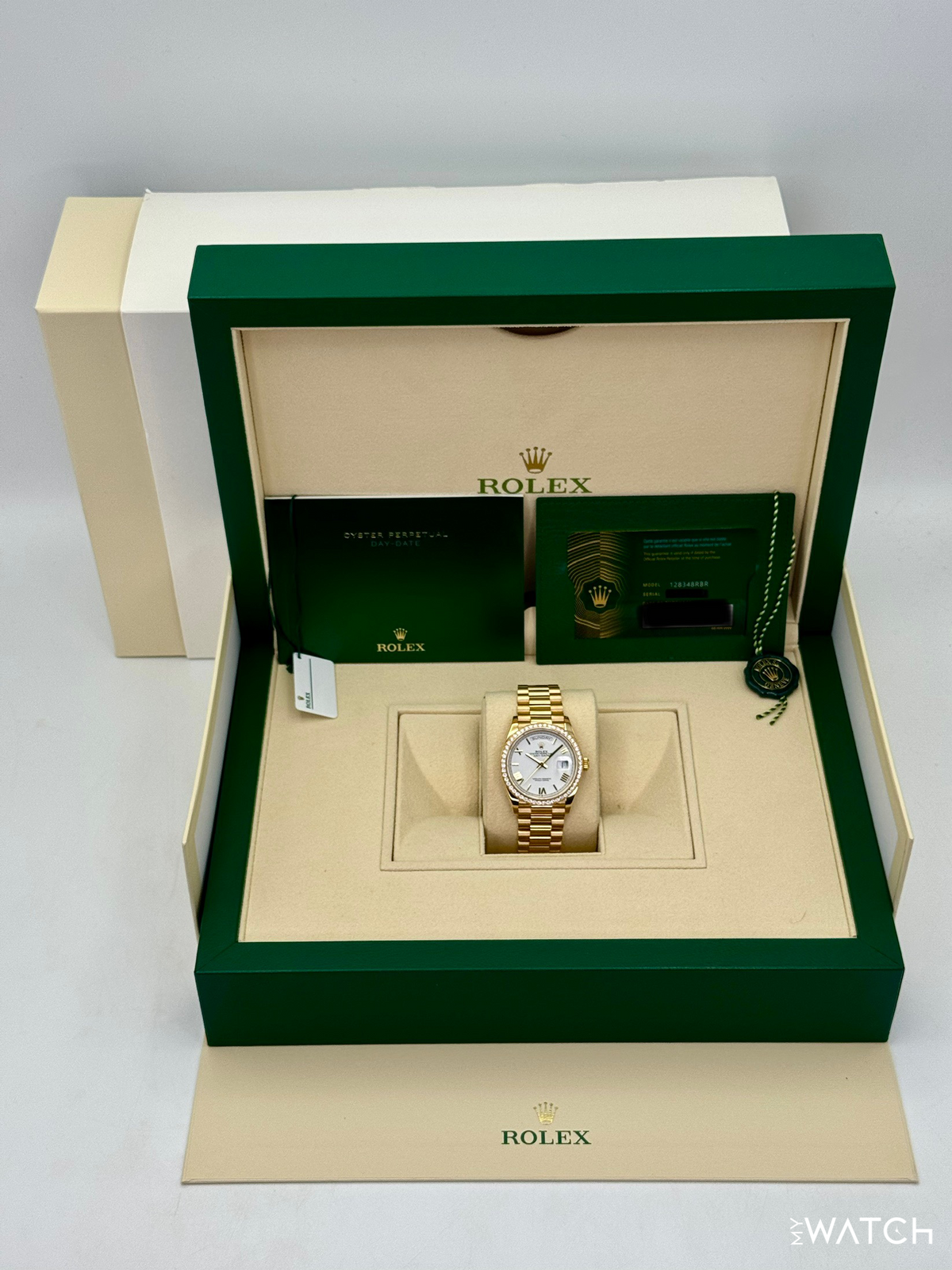 2024 Rolex Day-Date 36mm 128348RBR Presidential Yellow Gold White Dial