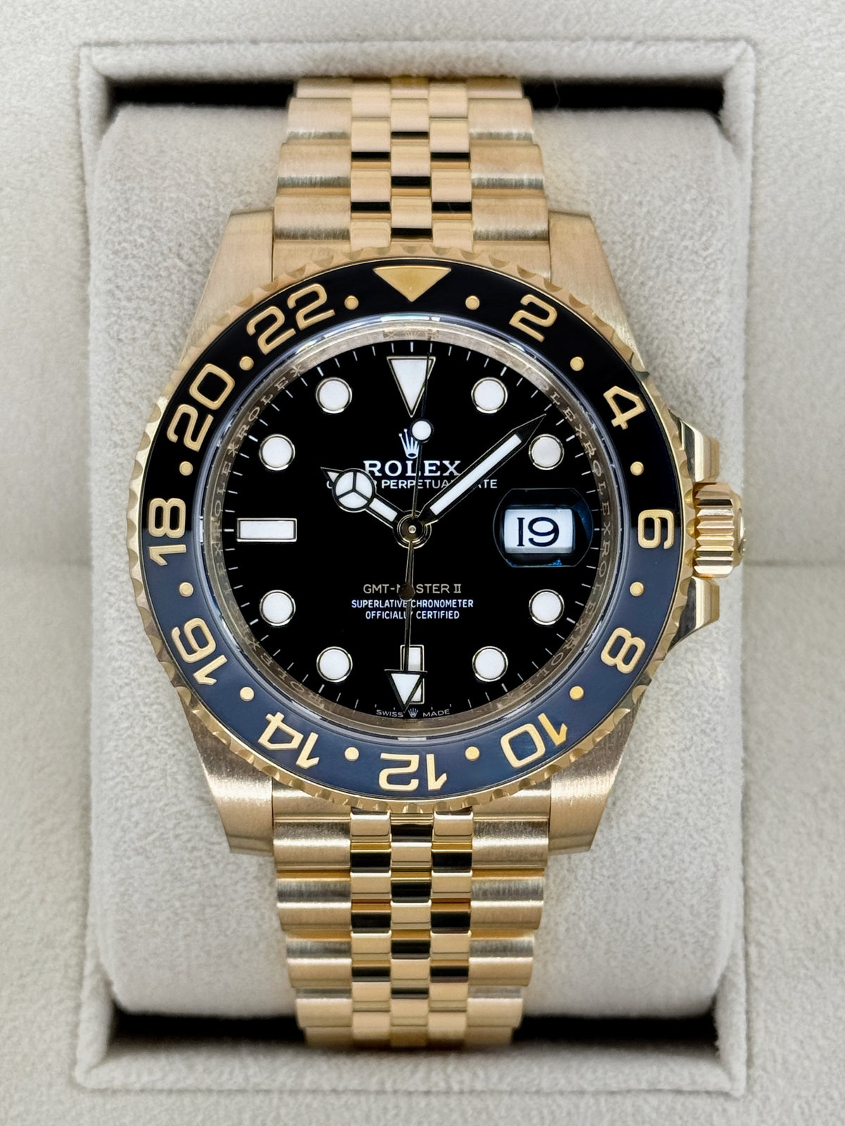 2024 Rolex GMT-Master II 40mm 126718GRNR Yellow Gold Jubilee Black Dial