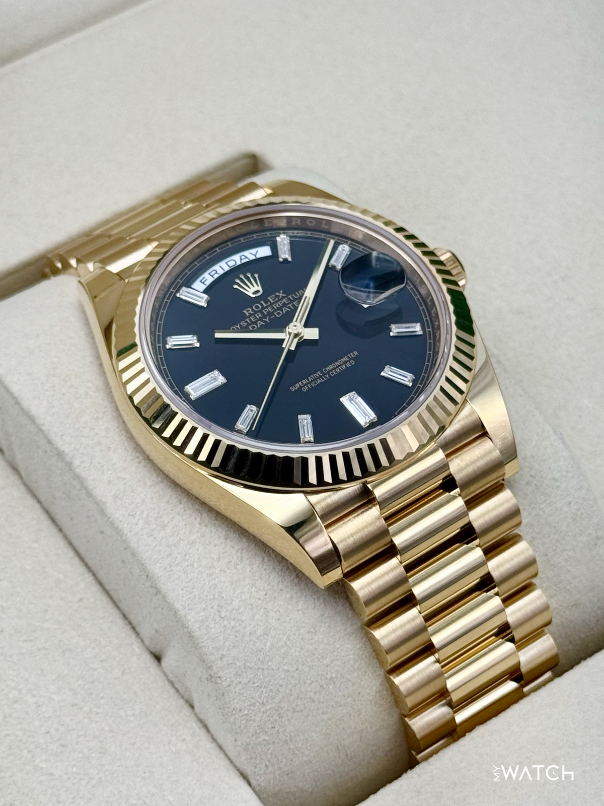 NEW 2026 Rolex Day-Date 40mm 228238 Yellow Gold Black Diamond Dial