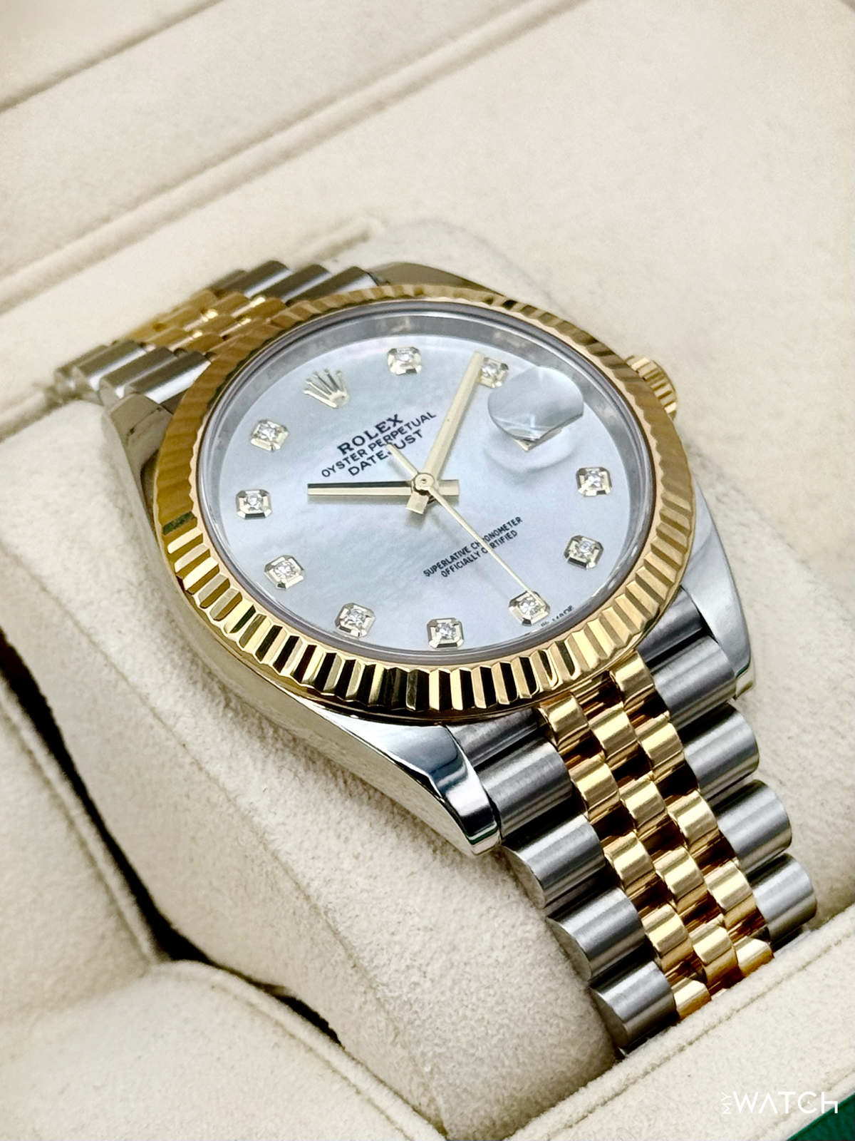 2020 Rolex Datejust 41mm 126333 Two-Tone Jubilee Mother of Pearl Diamond Dial