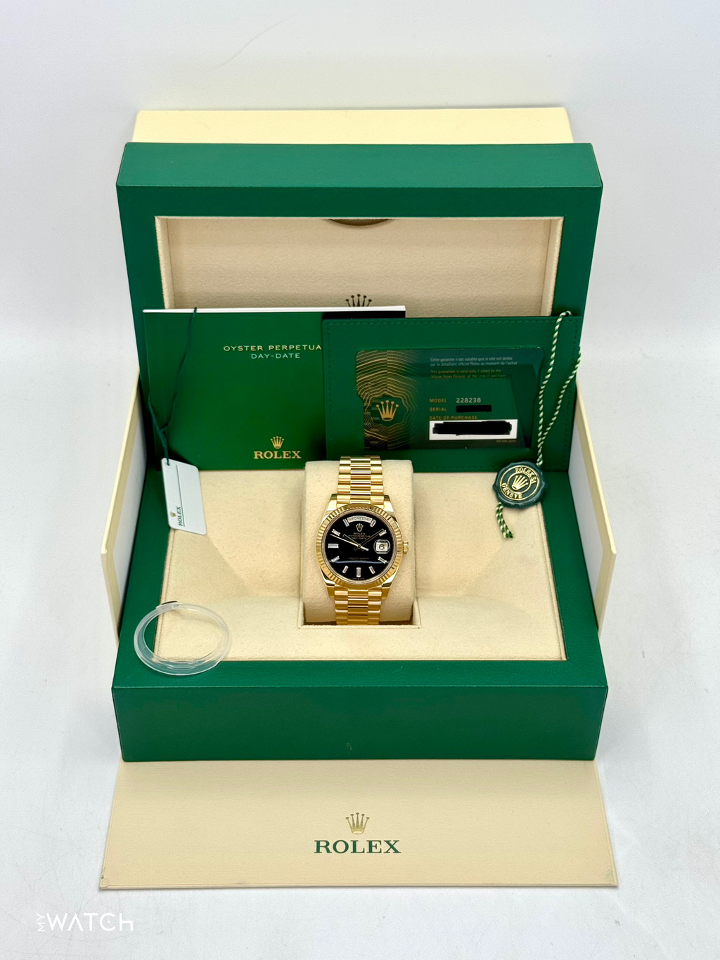 2024 Rolex Day-Date 40mm 228238 Yellow Gold Black Onyx Diamond Dial