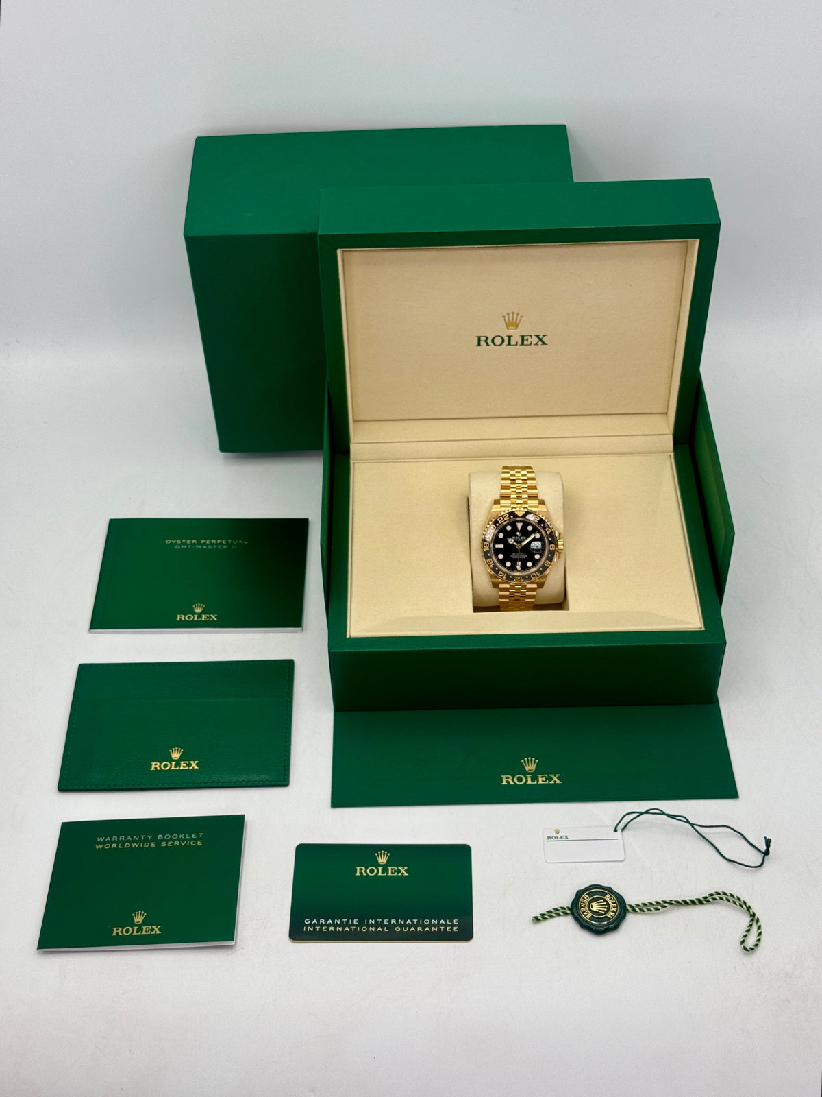 NEW 2025 Rolex GMT-Master II 40mm 126718GRNR Yellow Gold Jubilee Black Dial
