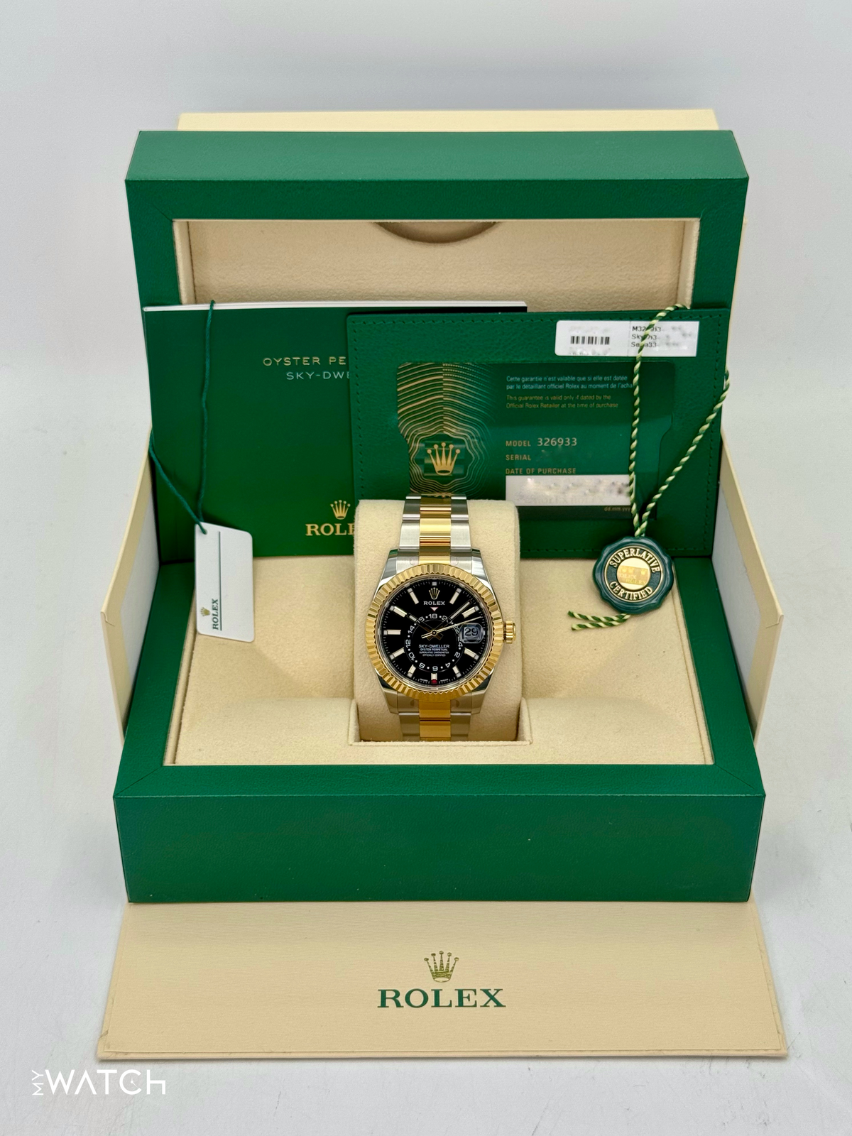 2022 Rolex Sky-Dweller 42mm 326933 Two-Tone Oyster Black Dial