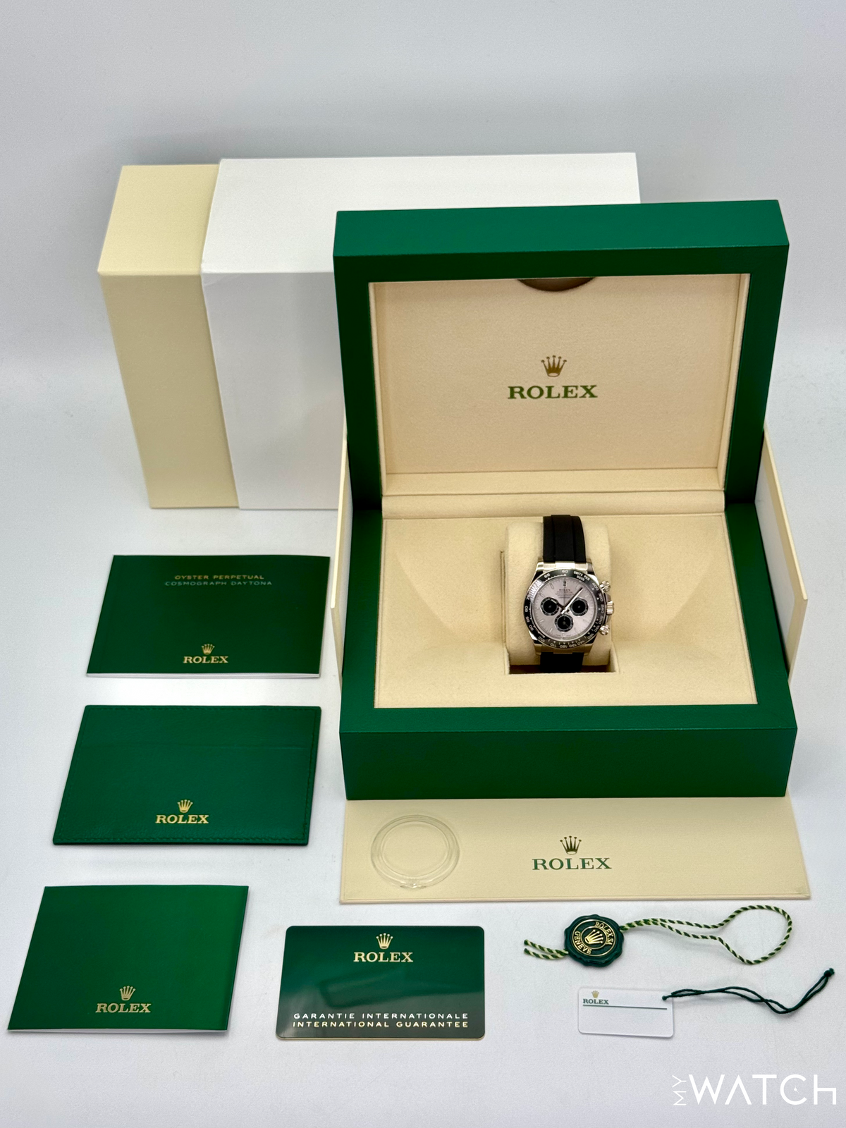 2023 Rolex Daytona 40mm 126519LN White Gold Oysterflex Silver Ghost Dial