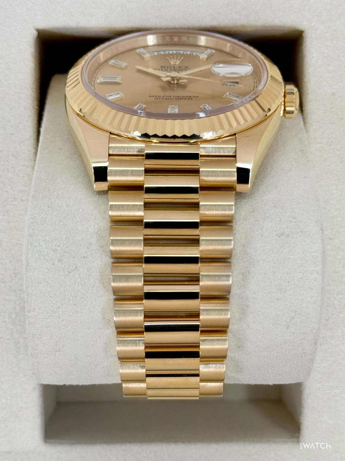 NEW 2026 Rolex Day-Date 40mm 228238 Champagne Diamond Baguette Dial