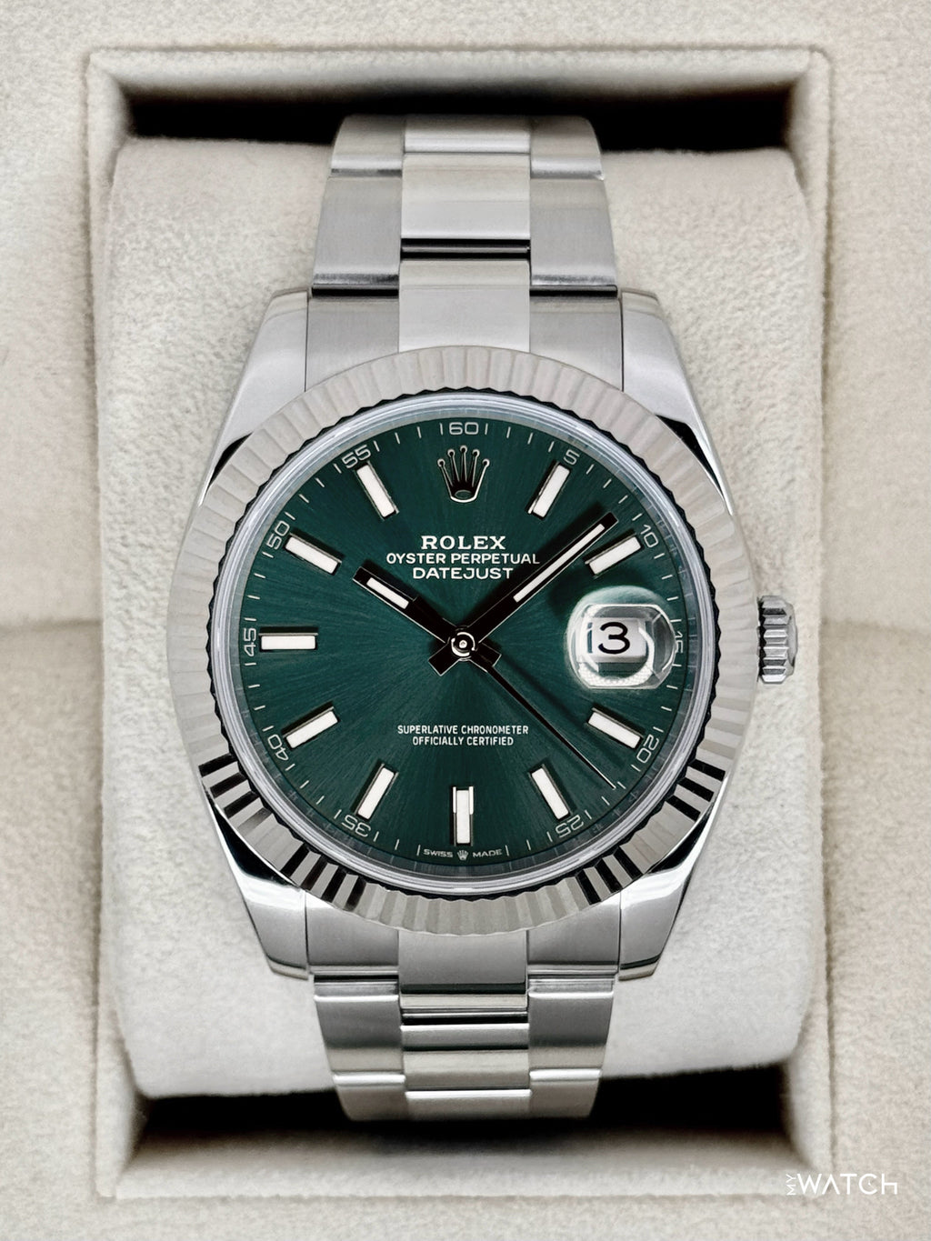 2022 Rolex Datejust 41mm 126334 Stainless Steel Oyster Mint Green Dial