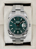 2022 Rolex Datejust 41mm 126334 Stainless Steel Oyster Mint Green Dial