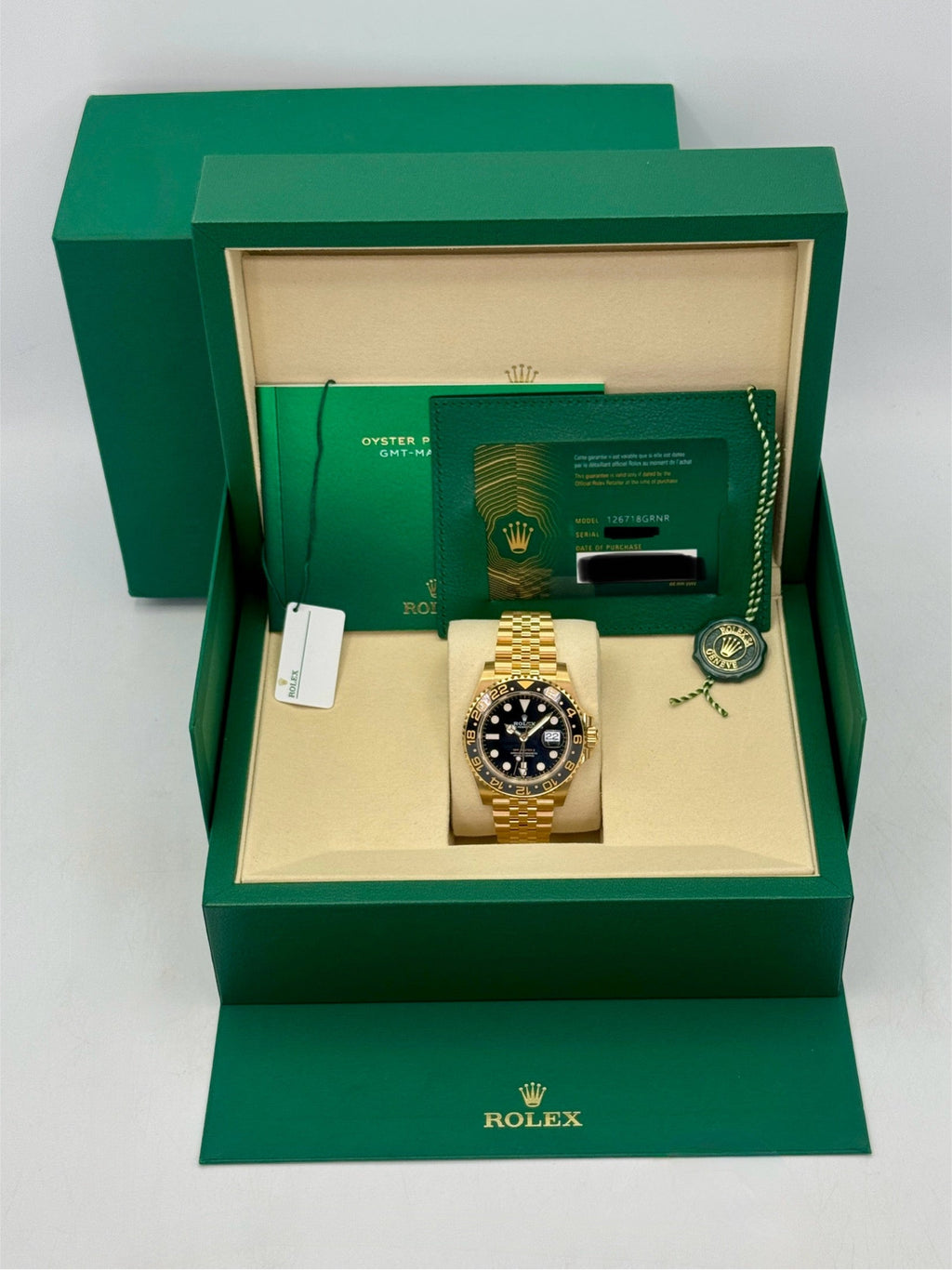 NEW 2025 Rolex GMT-Master II 40mm 126718GRNR Yellow Gold Jubilee Black Dial