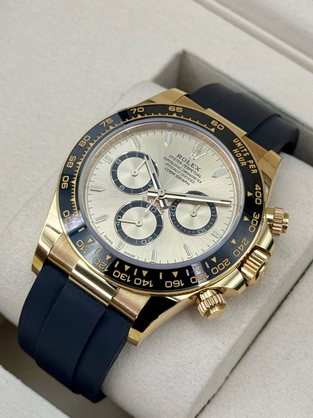 2025 Rolex Daytona 40mm 126518LN Yellow Gold Oysterflex Champagne Dial