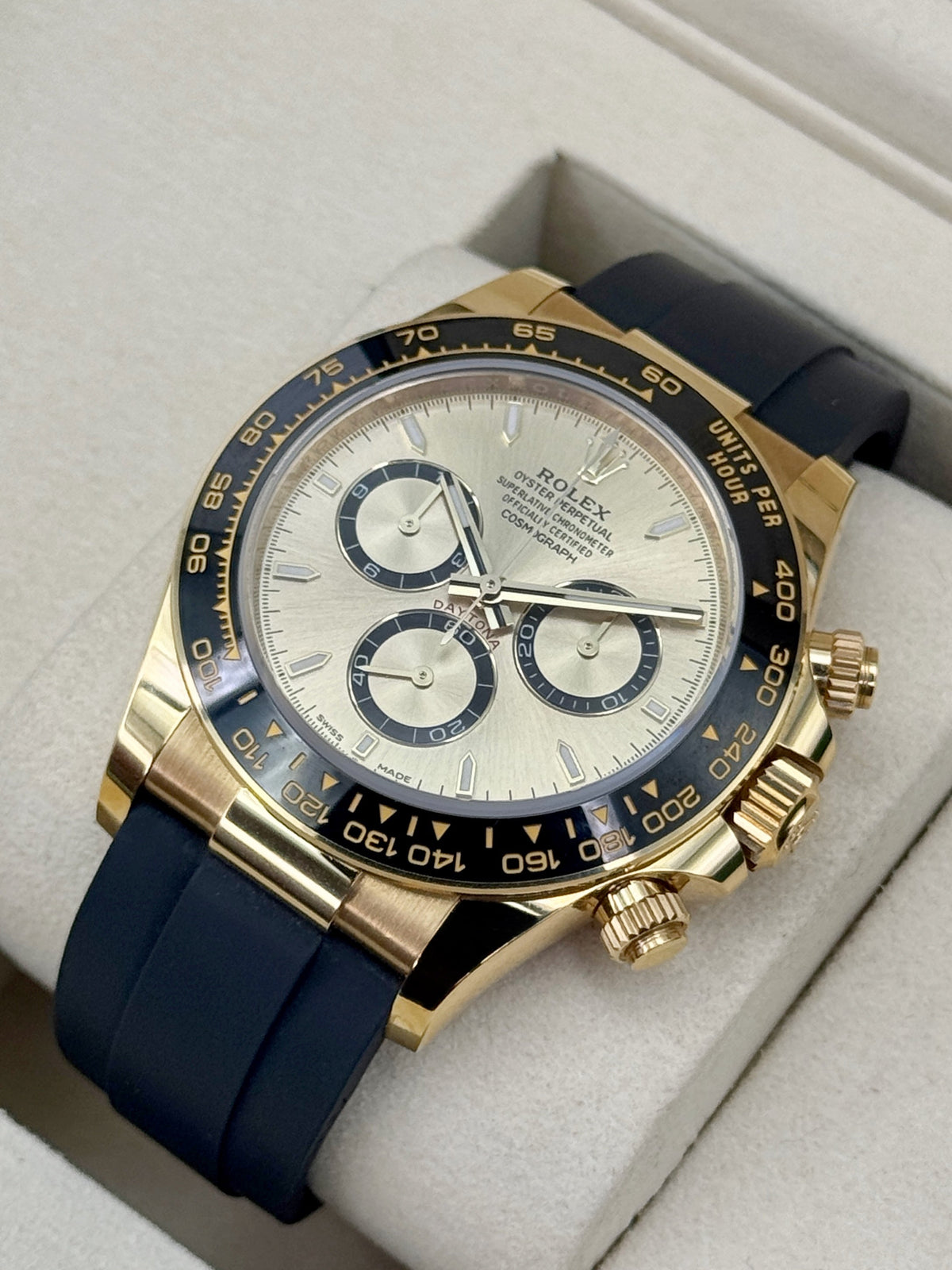 2025 Rolex Daytona 40mm 126518LN Yellow Gold Oysterflex Champagne Dial