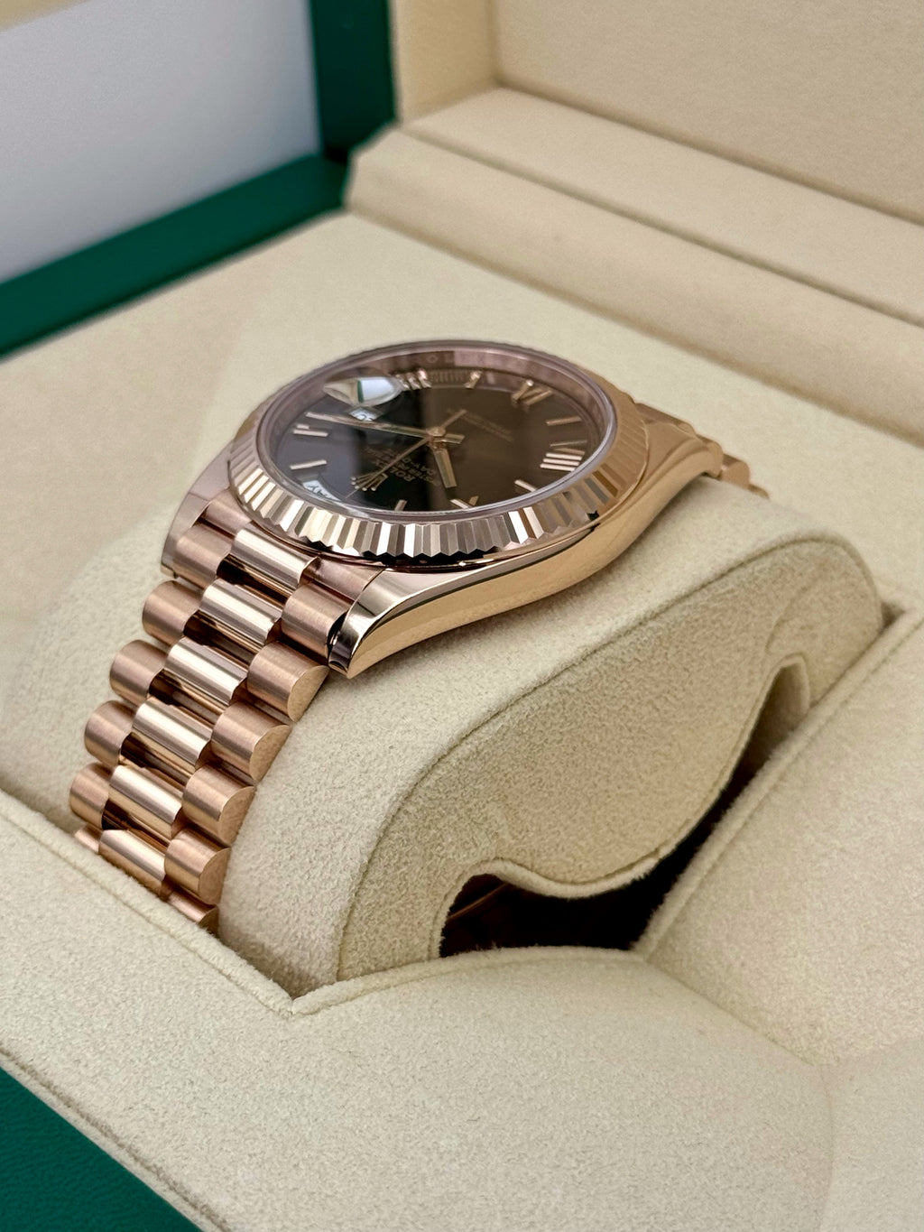 2024 Rolex Day-Date 40mm 228235 Rose Gold Chocolate Dial