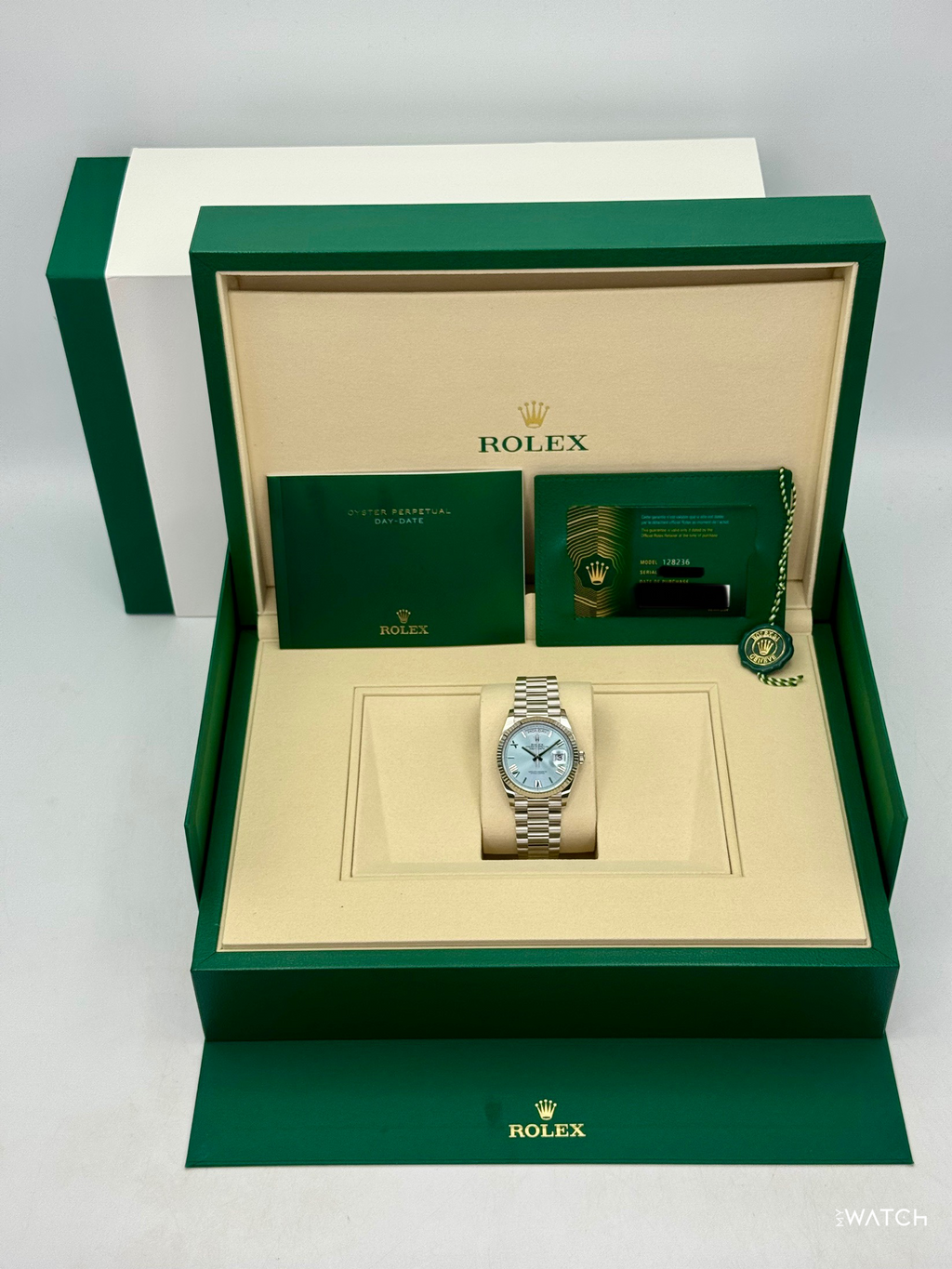 NEW 2026 Rolex Day-Date Platinum 36mm 128236 Ice Blue Roman Dial