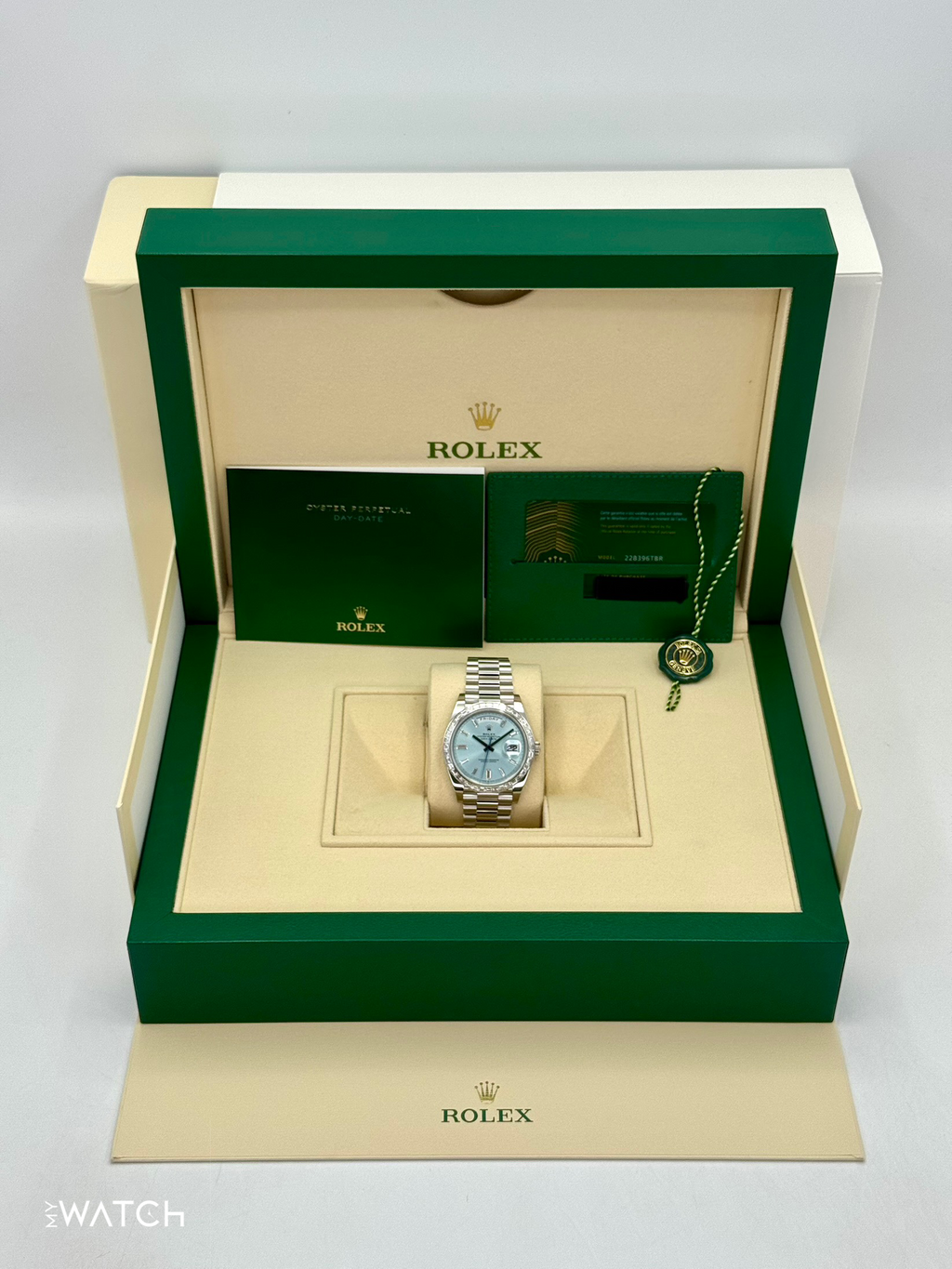 2024 Rolex Day-Date 40mm 228396TBR Ice Blue Diamond Baguette Dial