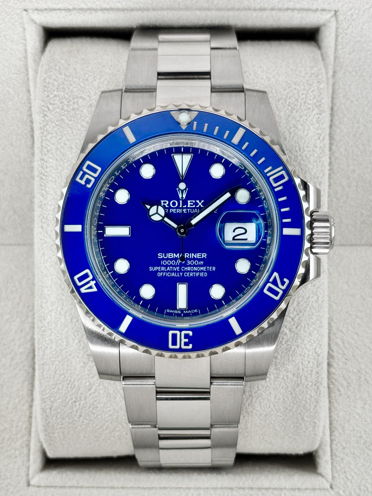 2016 Rolex Submariner Smurf 40mm 116619LB White Gold Blue Dial