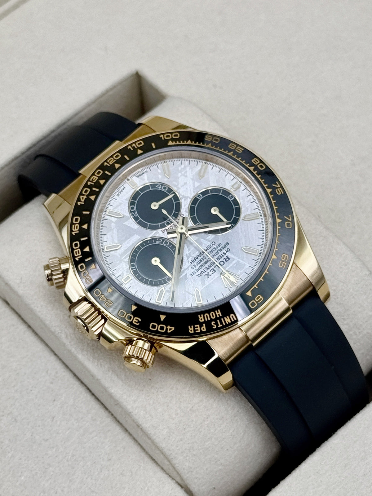 2025 Rolex Daytona 40mm 126518LN Yellow Gold Oysterflex Meteorite Dial