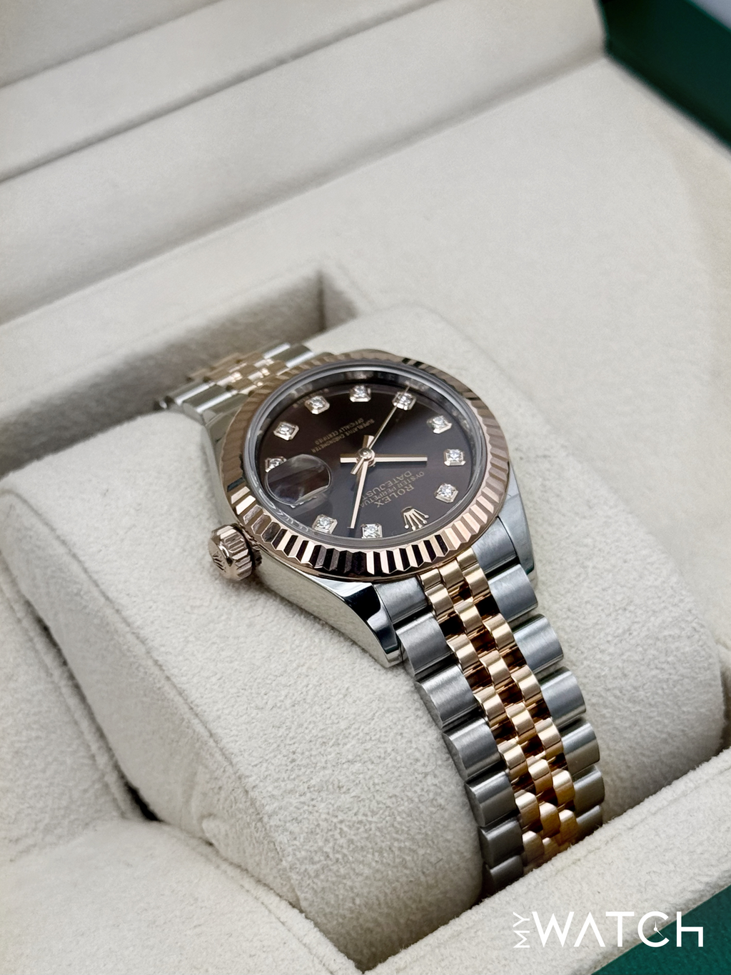 2023 Rolex Ladies Datejust 28mm 279171 Two-Tone Chocolate Diamond Dial