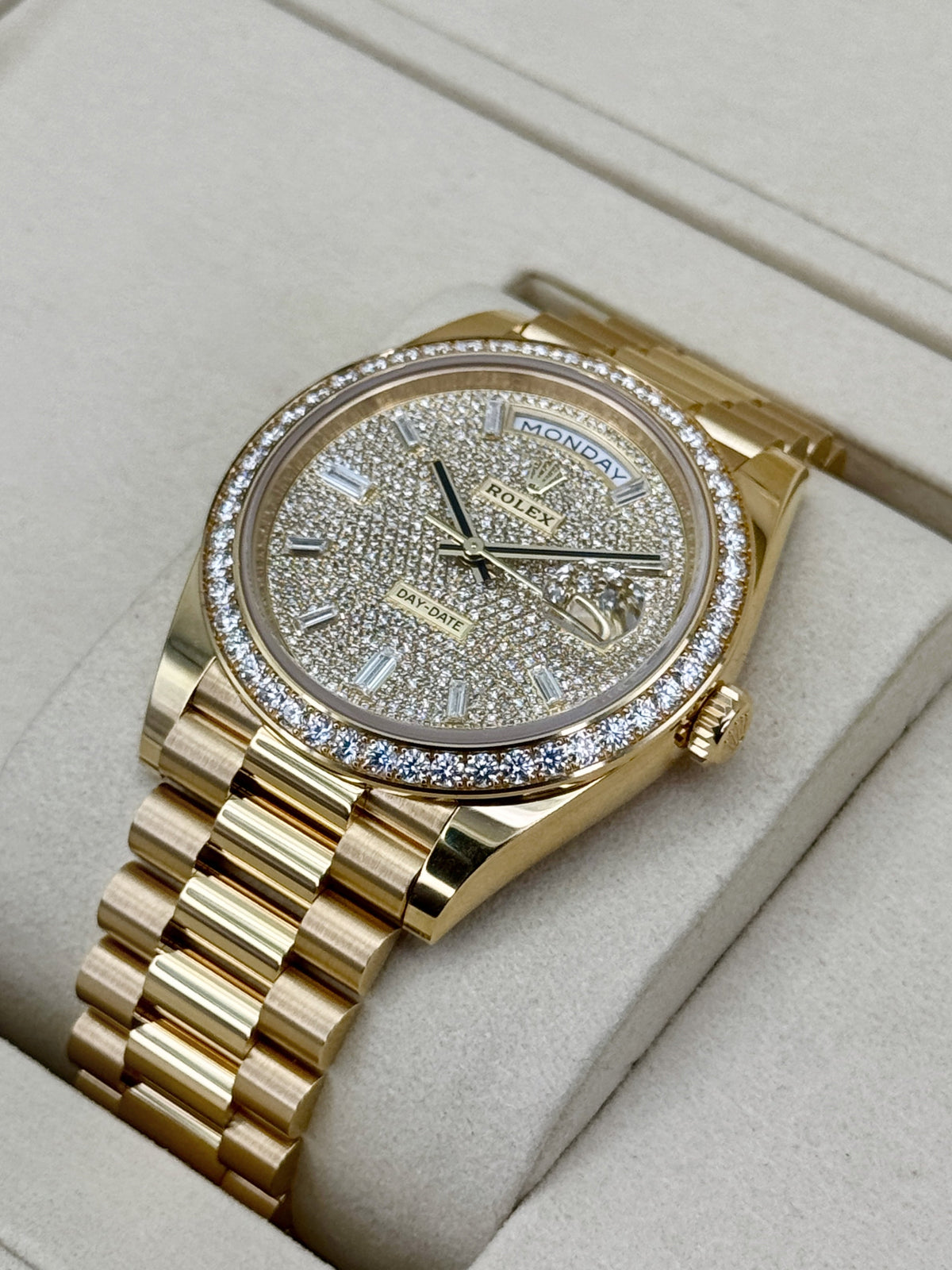NEW 2026 Rolex Day-Date 40mm 228348RBR Diamond Paved Dial