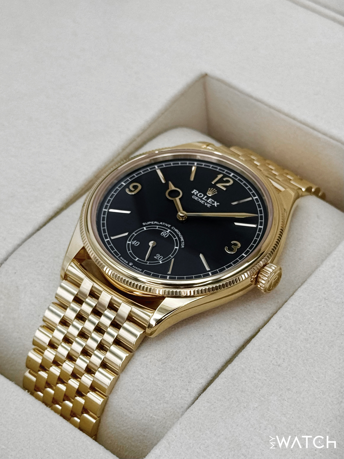 NEW 2026 Rolex 1908 39mm 52508 Yellow Gold Settimo Bracelet Black Dial