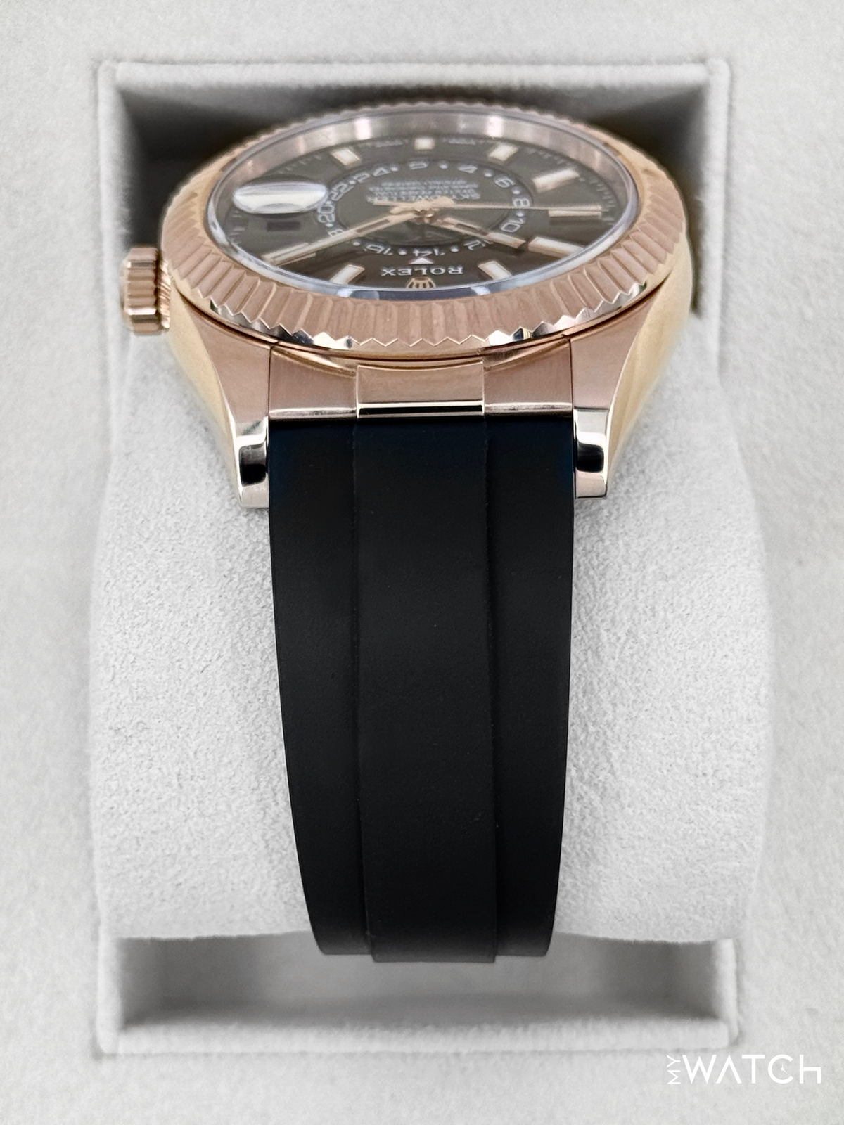 2025 CPO Rolex Sky-Dweller 42mm 326235 Rose Gold Oysterflex Chocolate Dial (CPO)