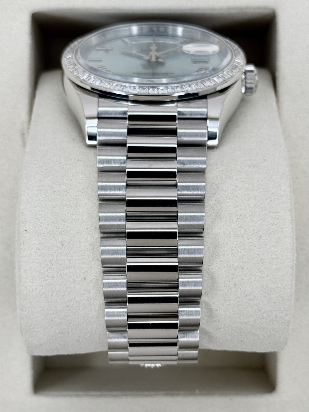 NEW 2026 Rolex Day-Date 36mm 128396TBR Ice Blue Roman Numeral Dial