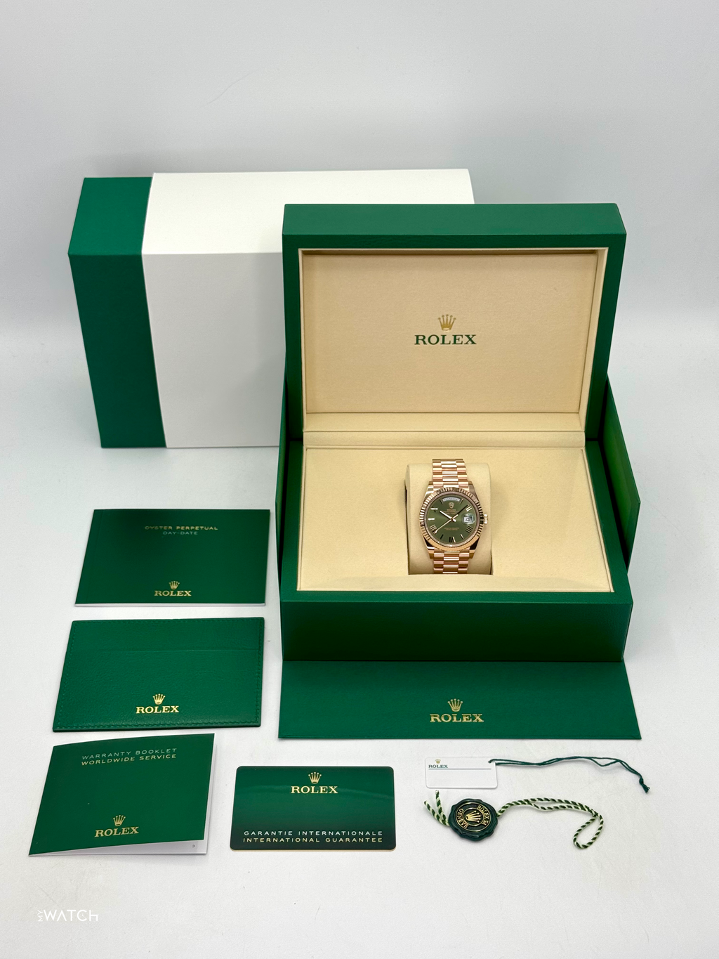 NEW 2026 Rolex Day-Date 40mm 228235 Presidential Rose Gold Olive Green Dial