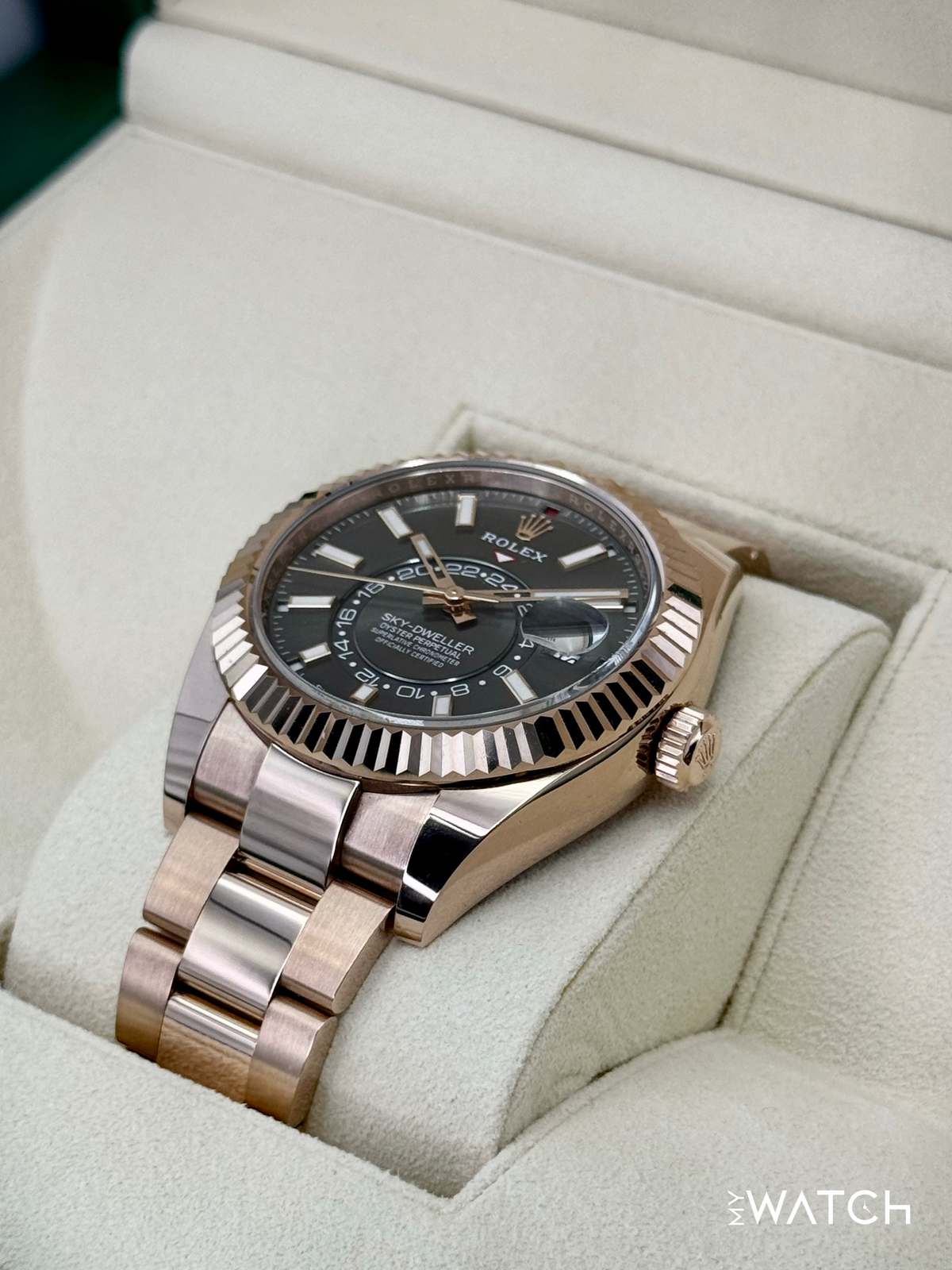 2023 Rolex Sky-Dweller 42mm 326935 Rose Gold Oyster Rhodium Dial