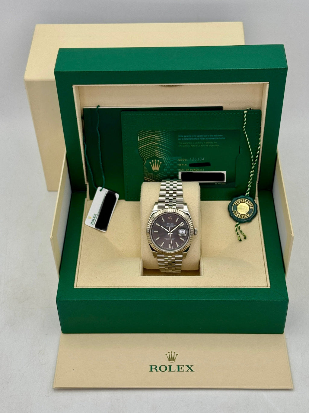 2021 Rolex Datejust 41mm 126334 Stainless Steel Jubilee Rhodium Dial