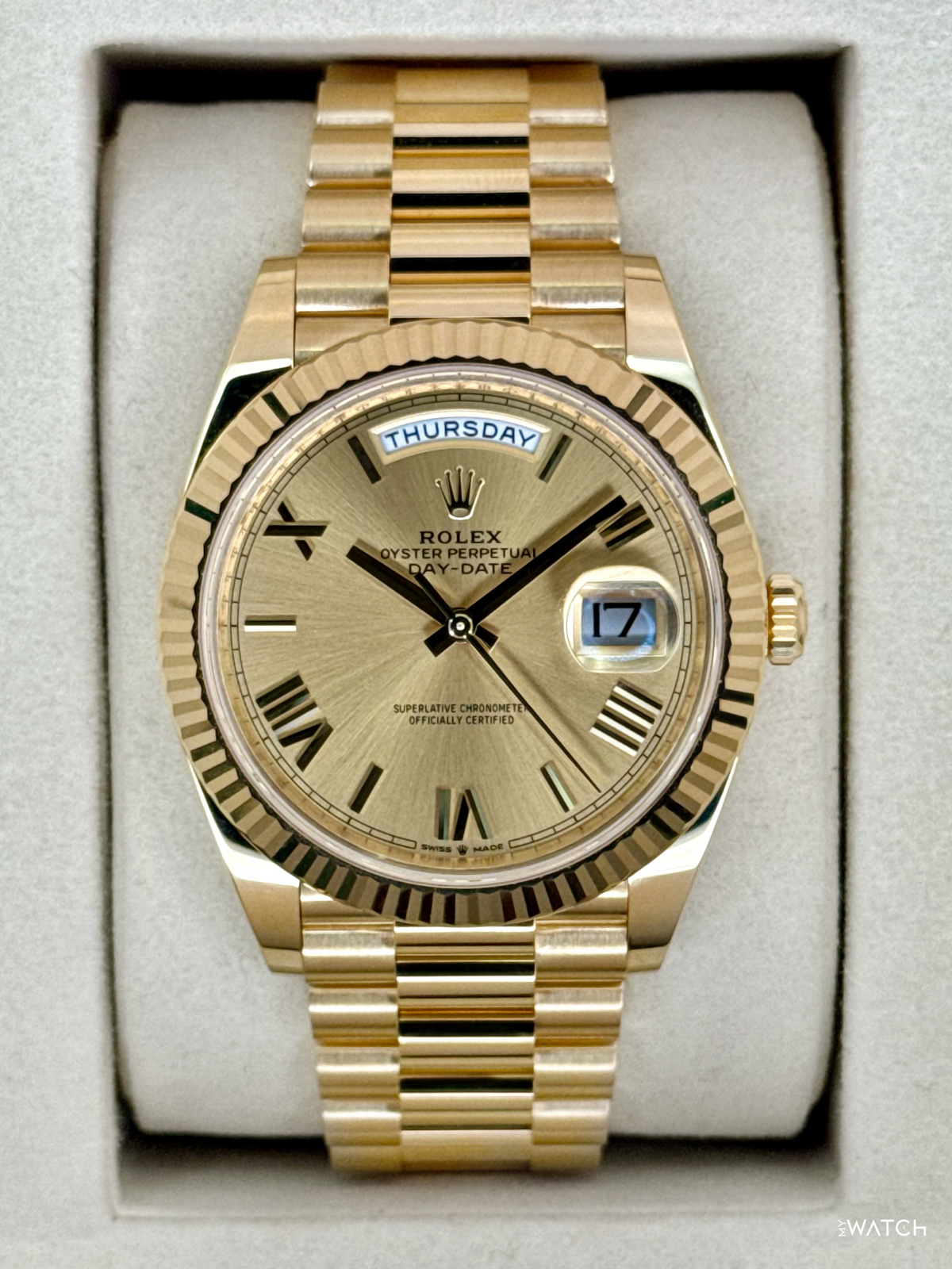 2025 Rolex Day-Date 40mm 228238 Presidential Champagne Roman Numeral Dial