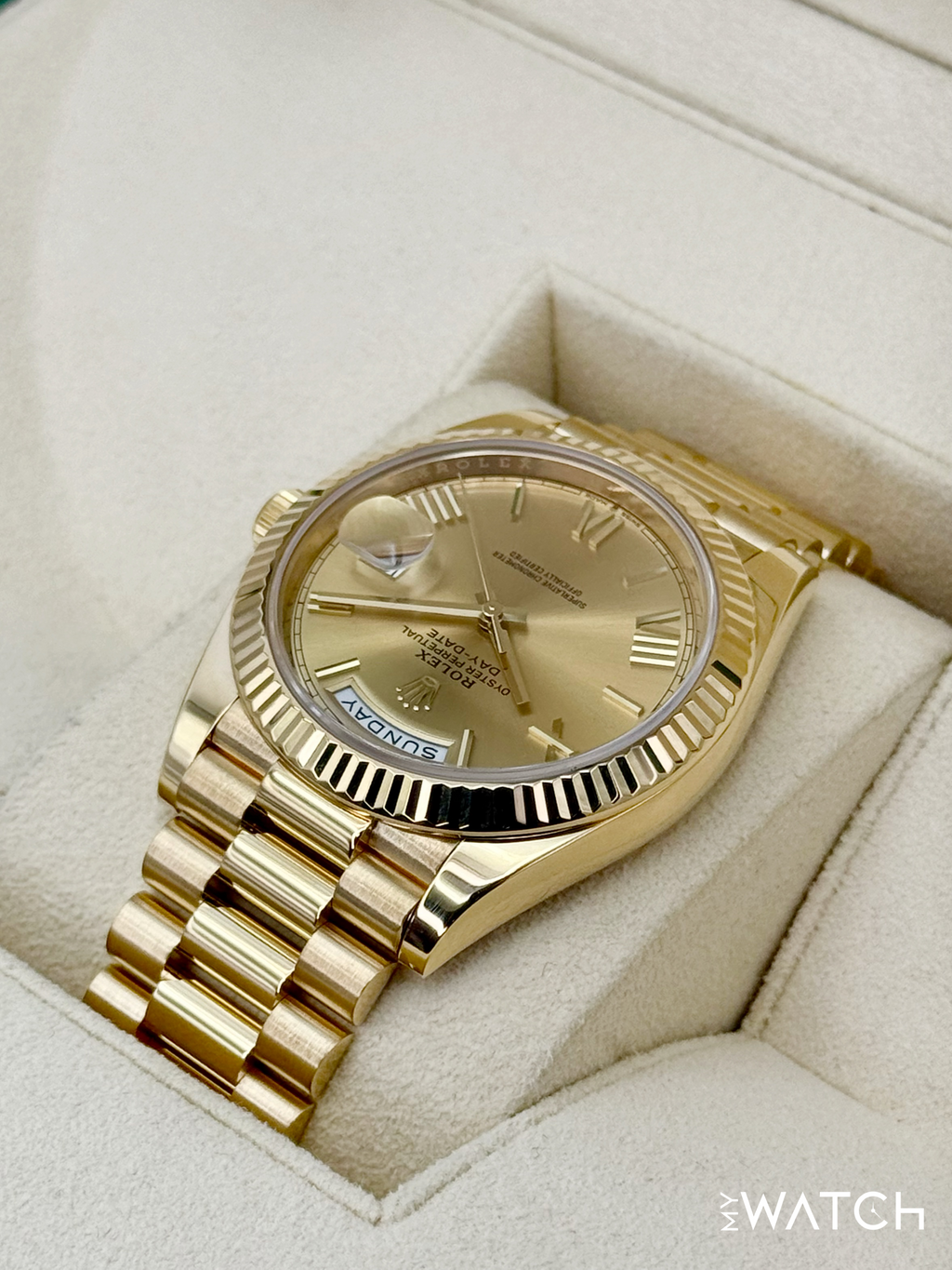 2021 Rolex Day-Date 40mm 228238 Presidential Champagne Roman Numeral Dial
