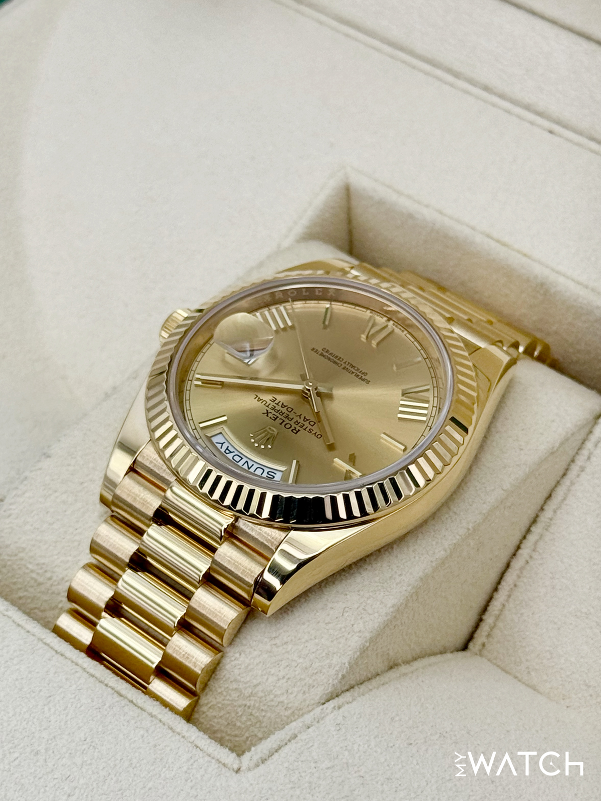 2021 Rolex Day-Date 40mm 228238 Presidential Champagne Roman Numeral Dial