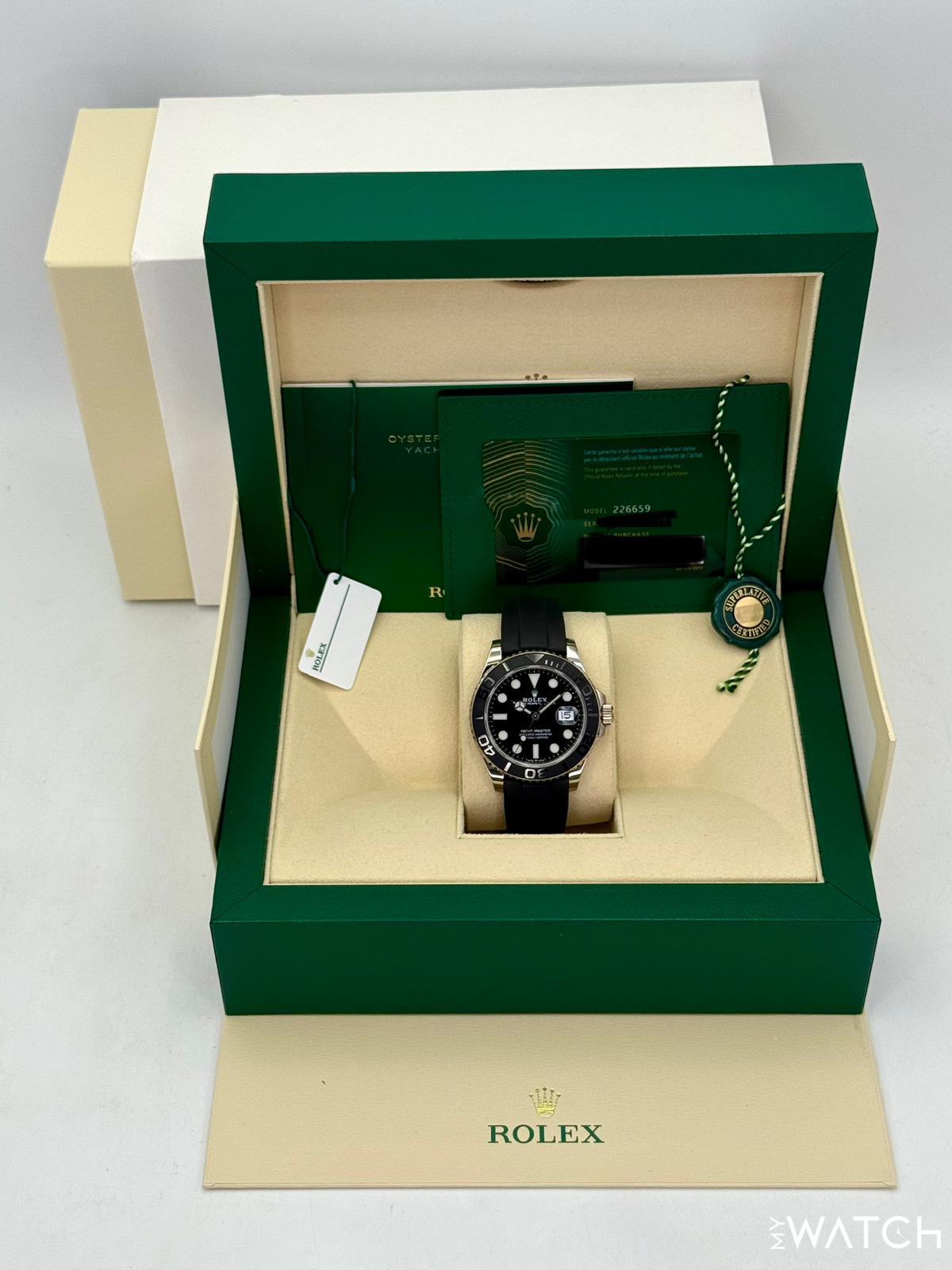 2021 Rolex Yacht-Master 42mm 226659 White Gold Oysterflex Black Dial