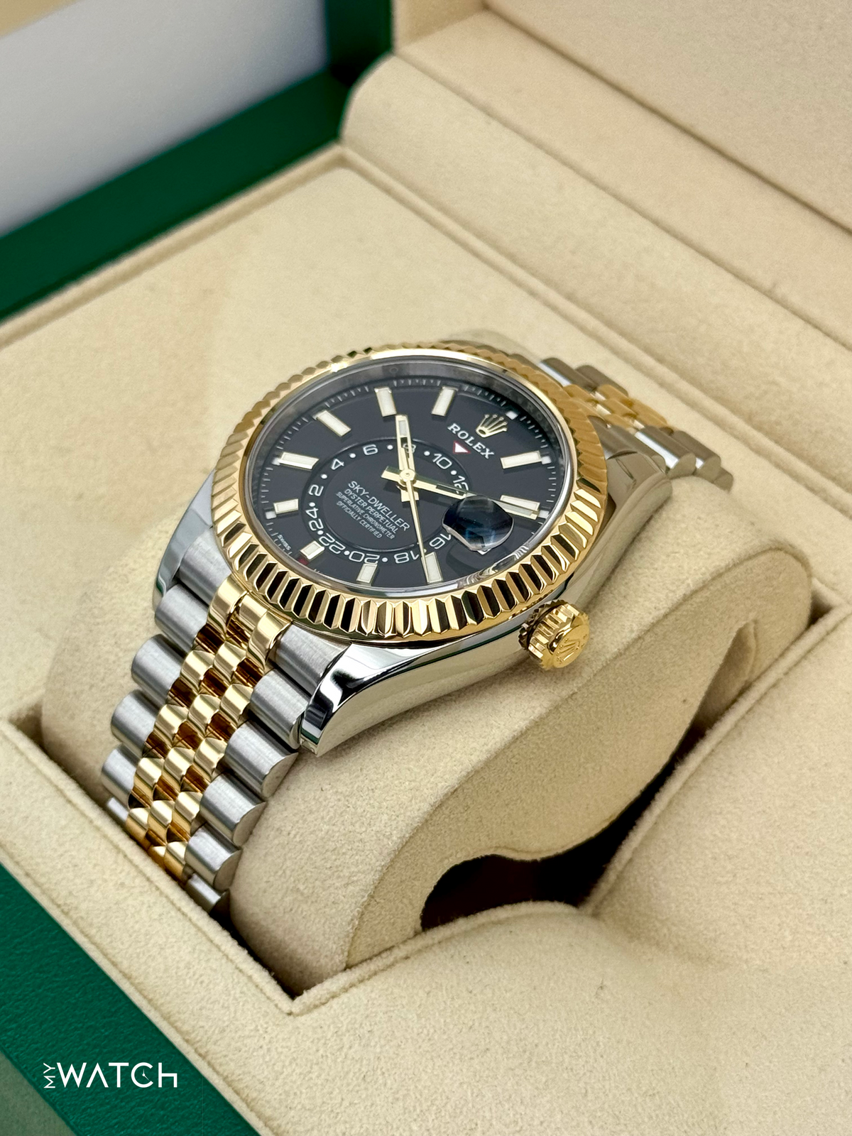 2022 Rolex Sky-Dweller 42mm 326933 Two-Tone Jubilee Black Dial