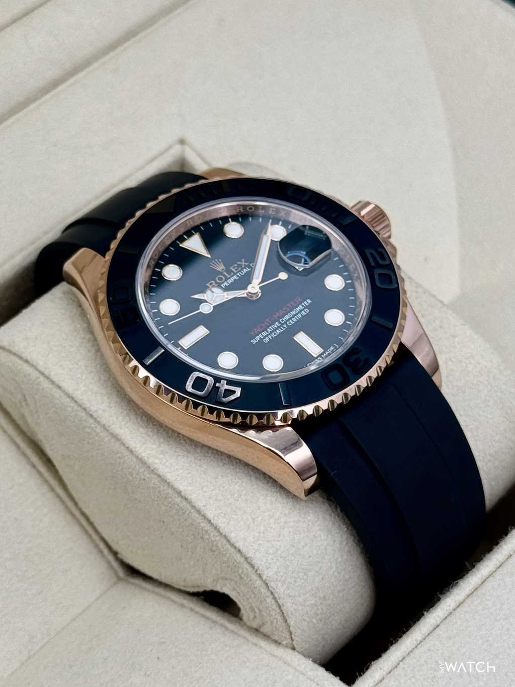 2019 Rolex Yacht-Master 40mm 116655 Rose Gold Oysterflex Black Dial