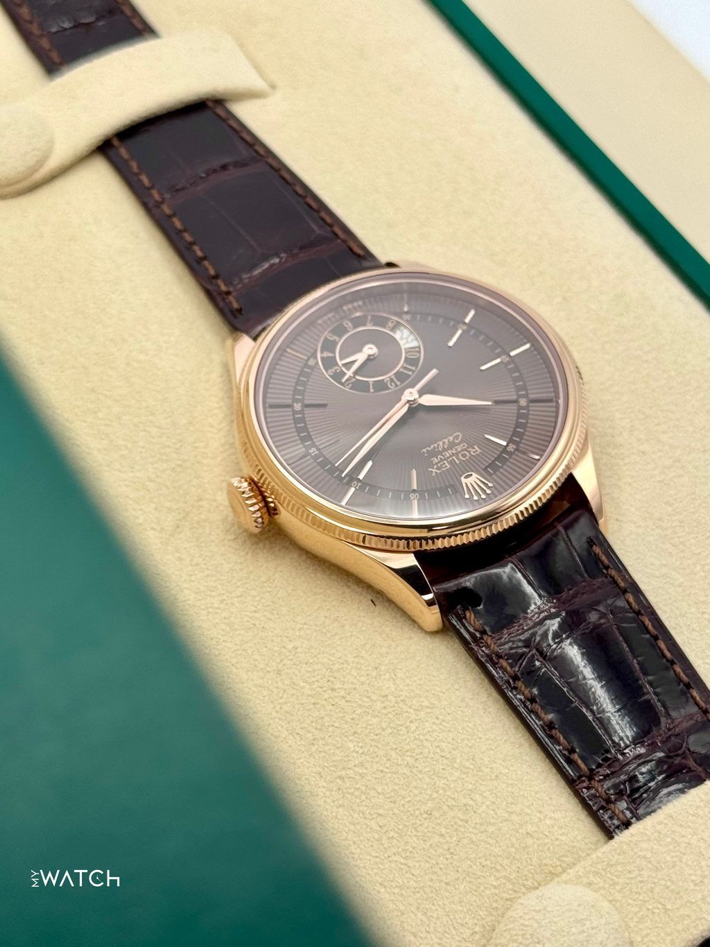 2020 Rolex Cellini Dual Time 39mm 50525 Rose Gold Brown Dial