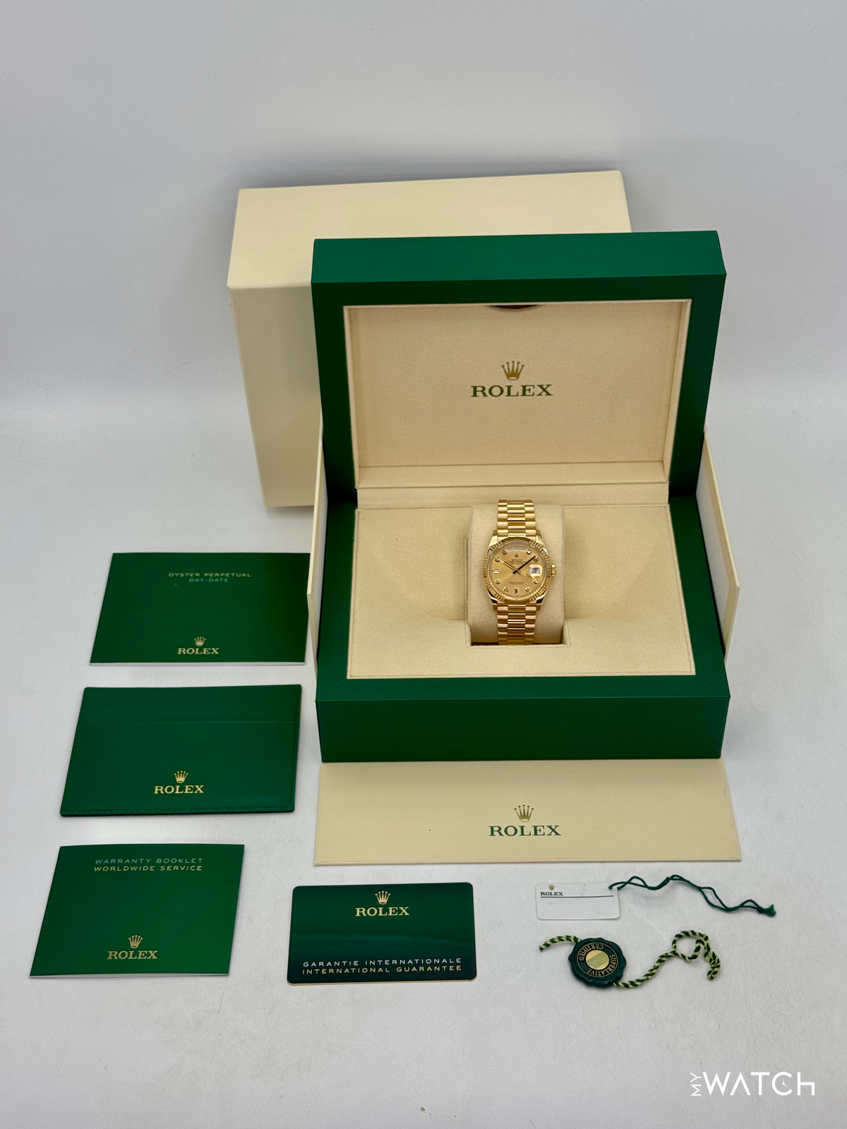 2024 Rolex Day-Date 36mm 128238 Presidential Champagne Diamond Dial