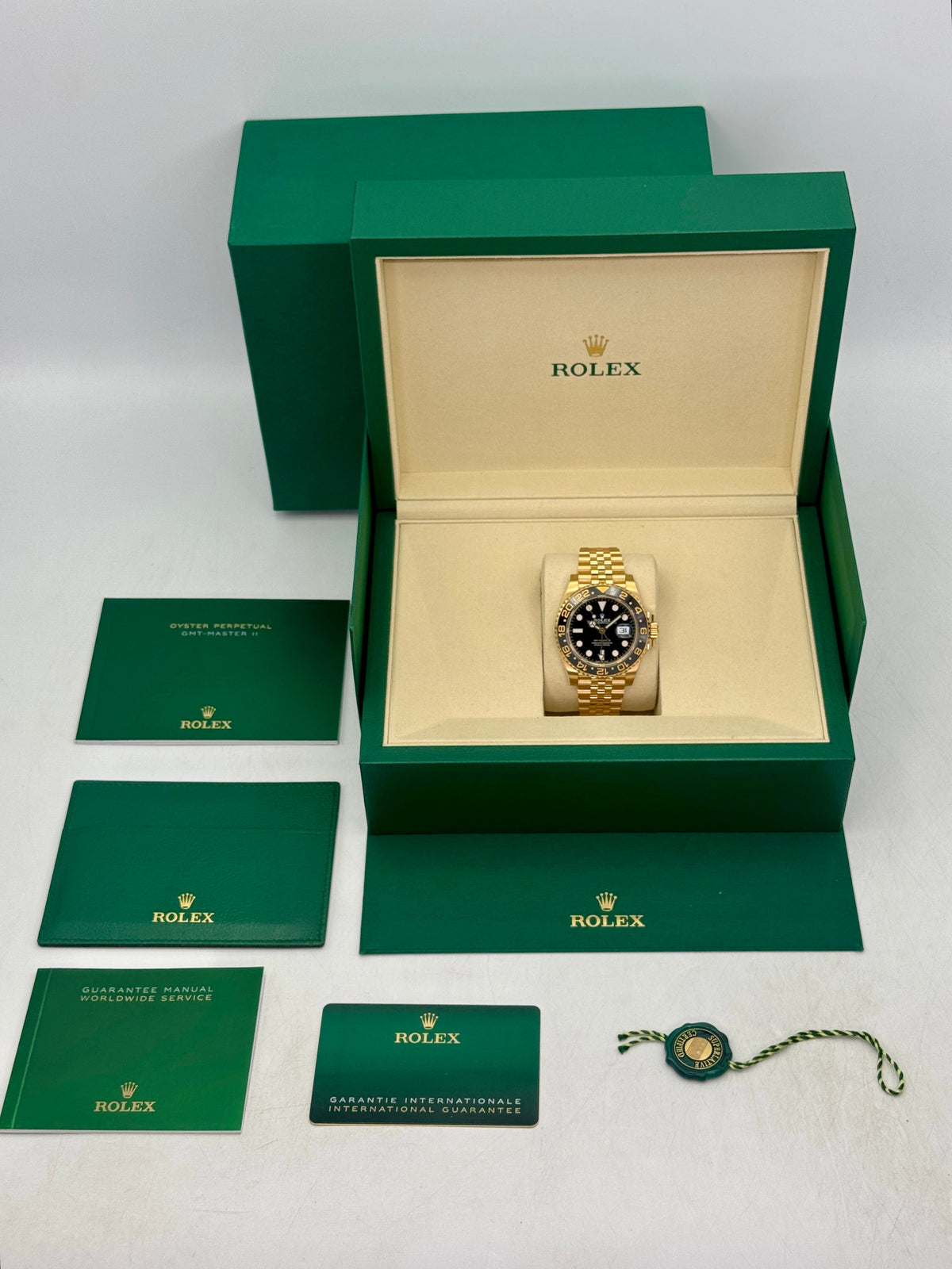 2026 Rolex GMT-Master II 40mm 126718GRNR Yellow Gold Jubilee Black Dial