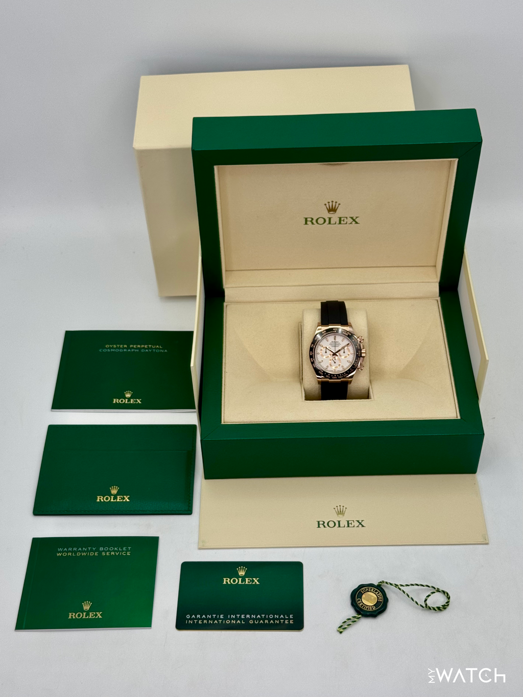 2022 Rolex Daytona 40mm 116515LN Rose Gold Oysterflex White Dial