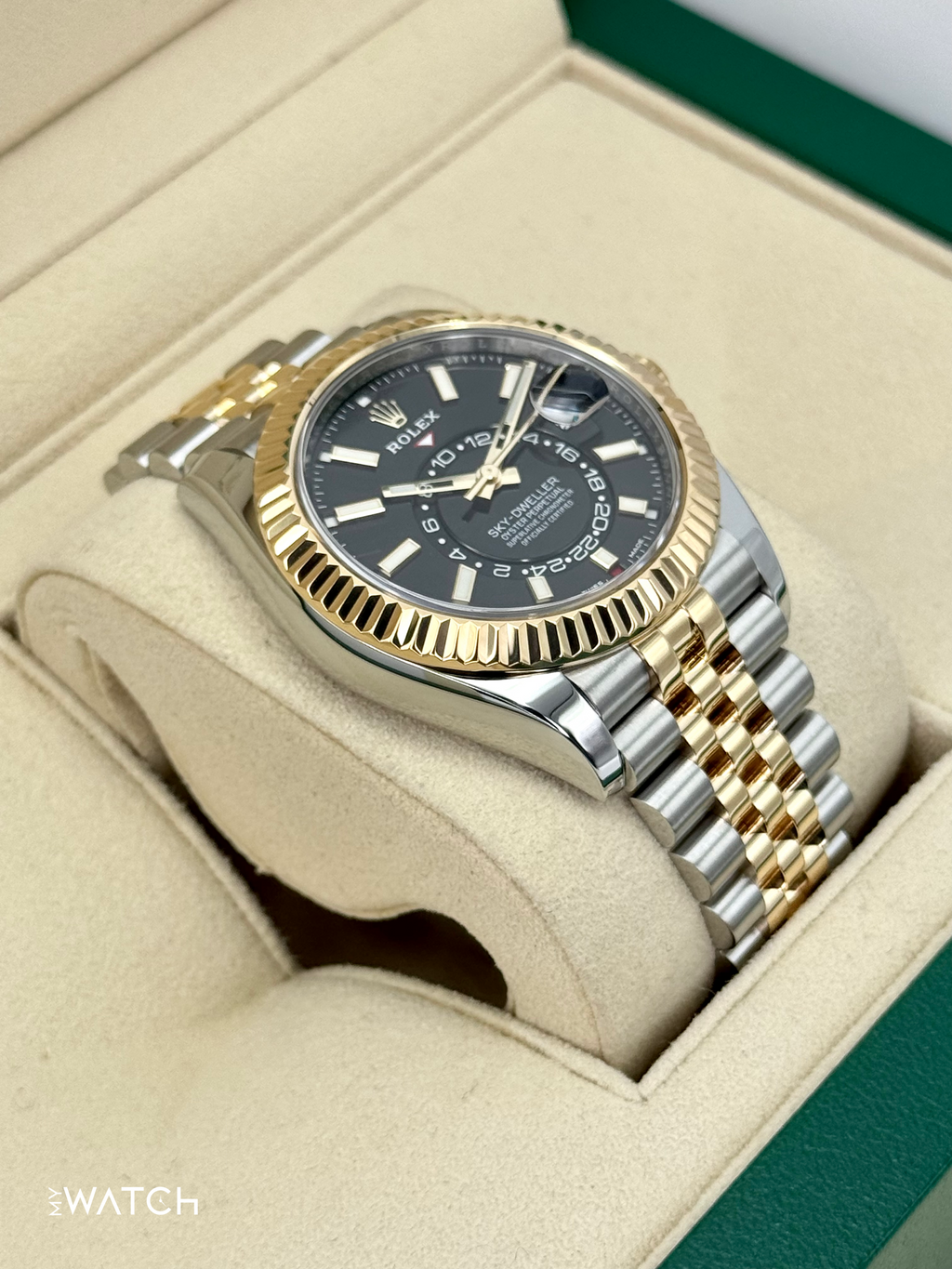 2022 Rolex Sky-Dweller 42mm 326933 Two-Tone Jubilee Black Dial