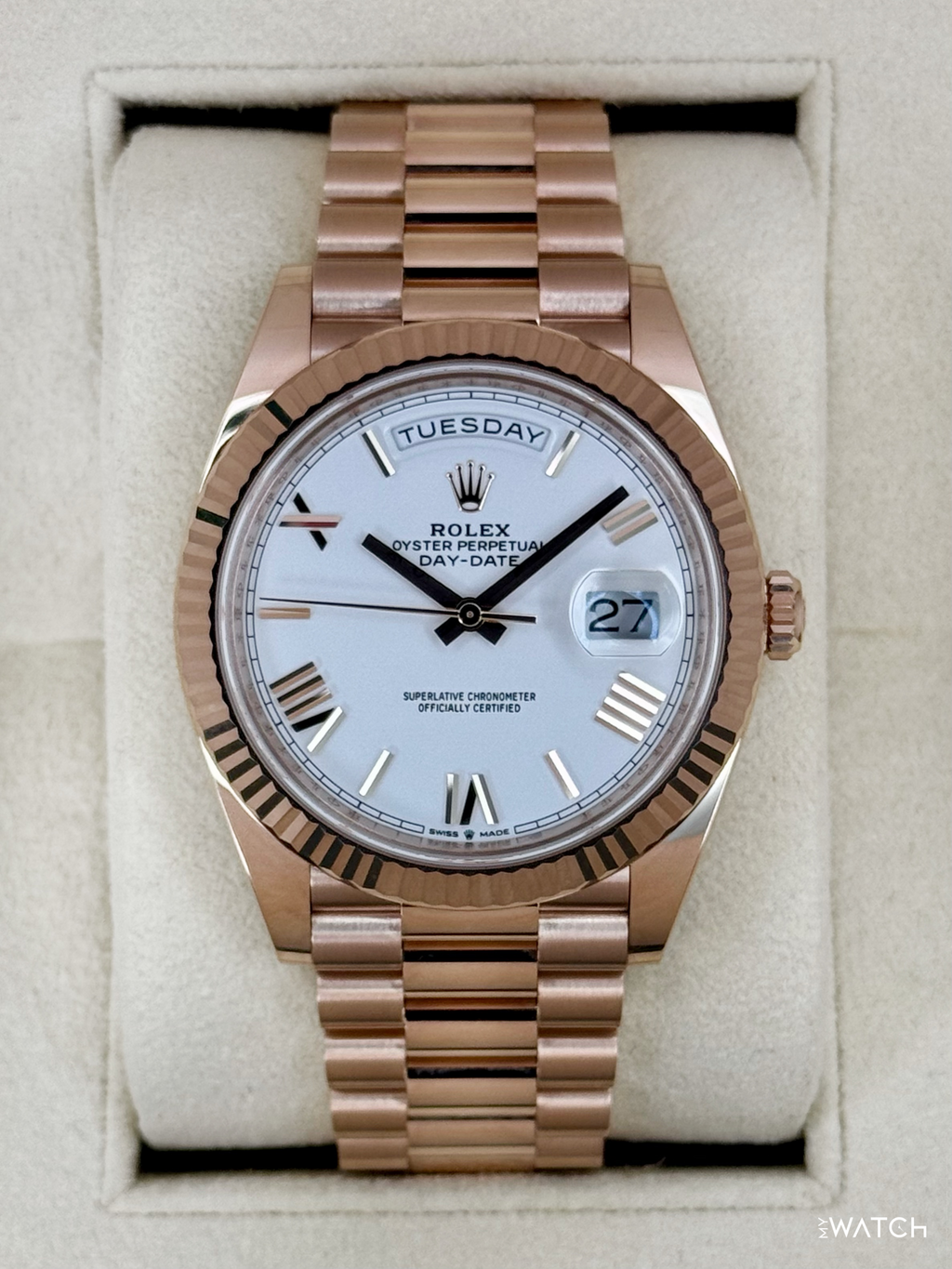 2024 Rolex Day-Date 228235 Presidential Rose Gold White Dial