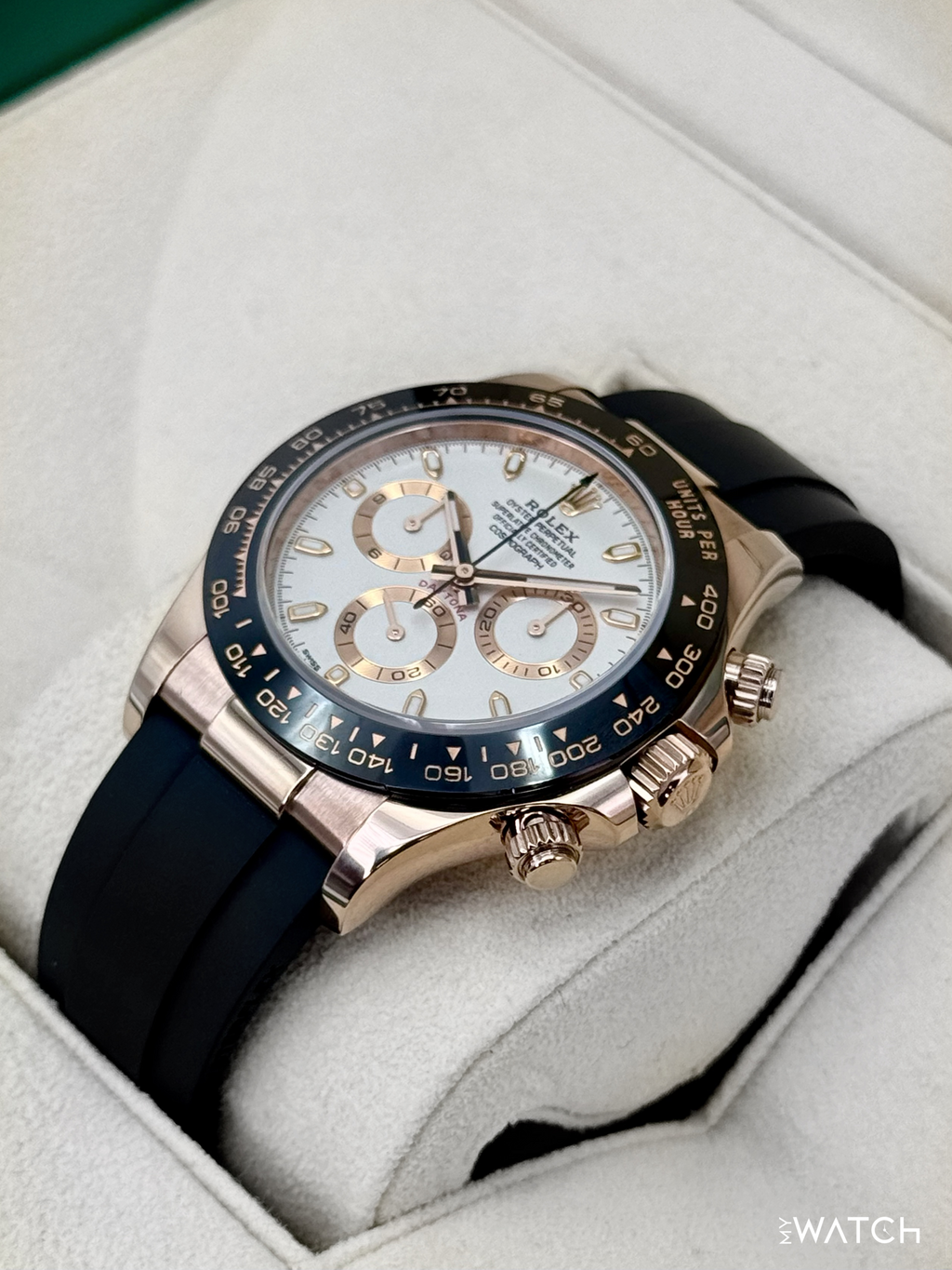 2022 Rolex Daytona 40mm 116515LN Rose Gold Oysterflex White Dial