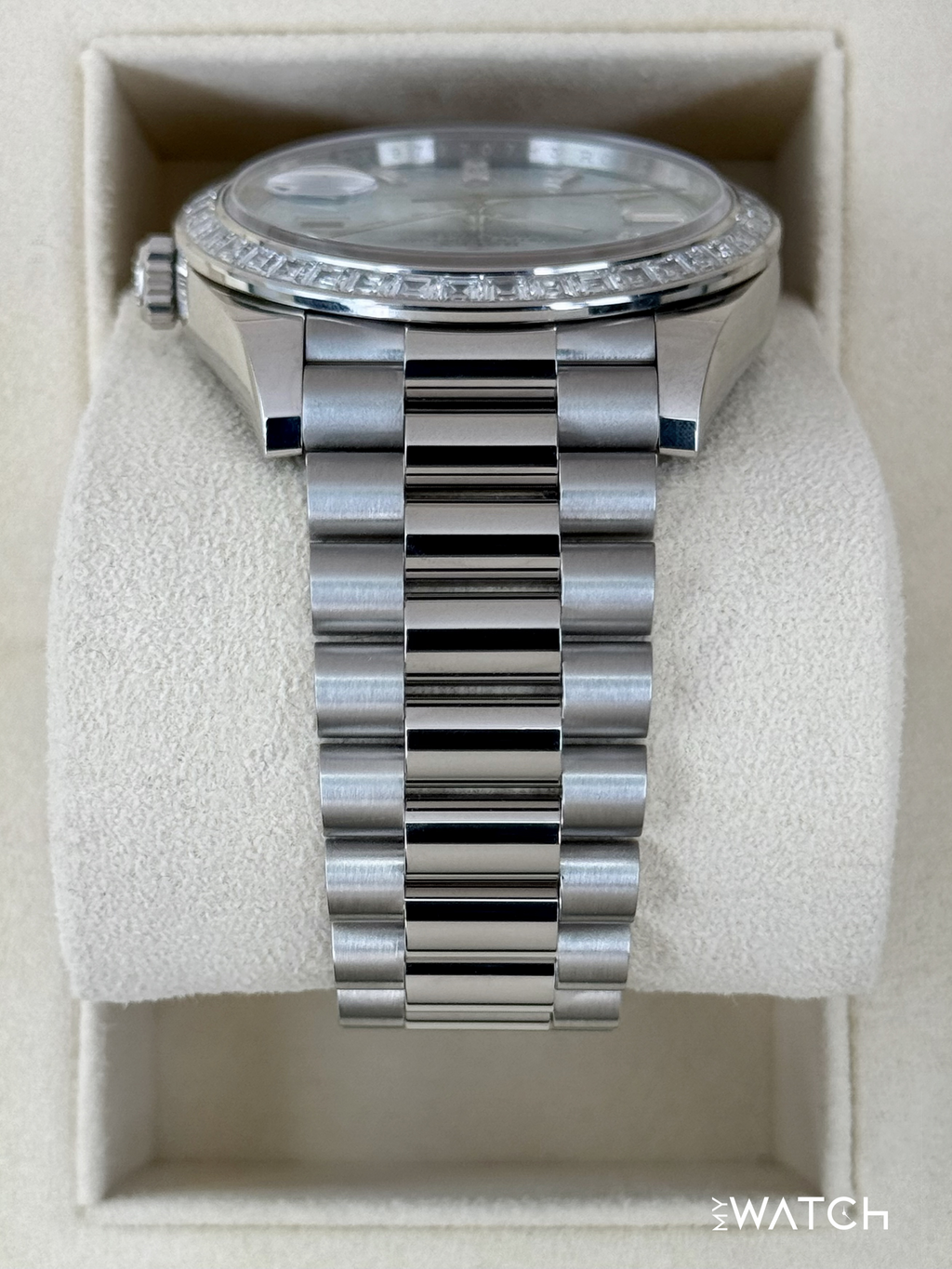 2023 Rolex Day-Date 40mm 228396TBR Ice Blue Diamond Baguette Dial