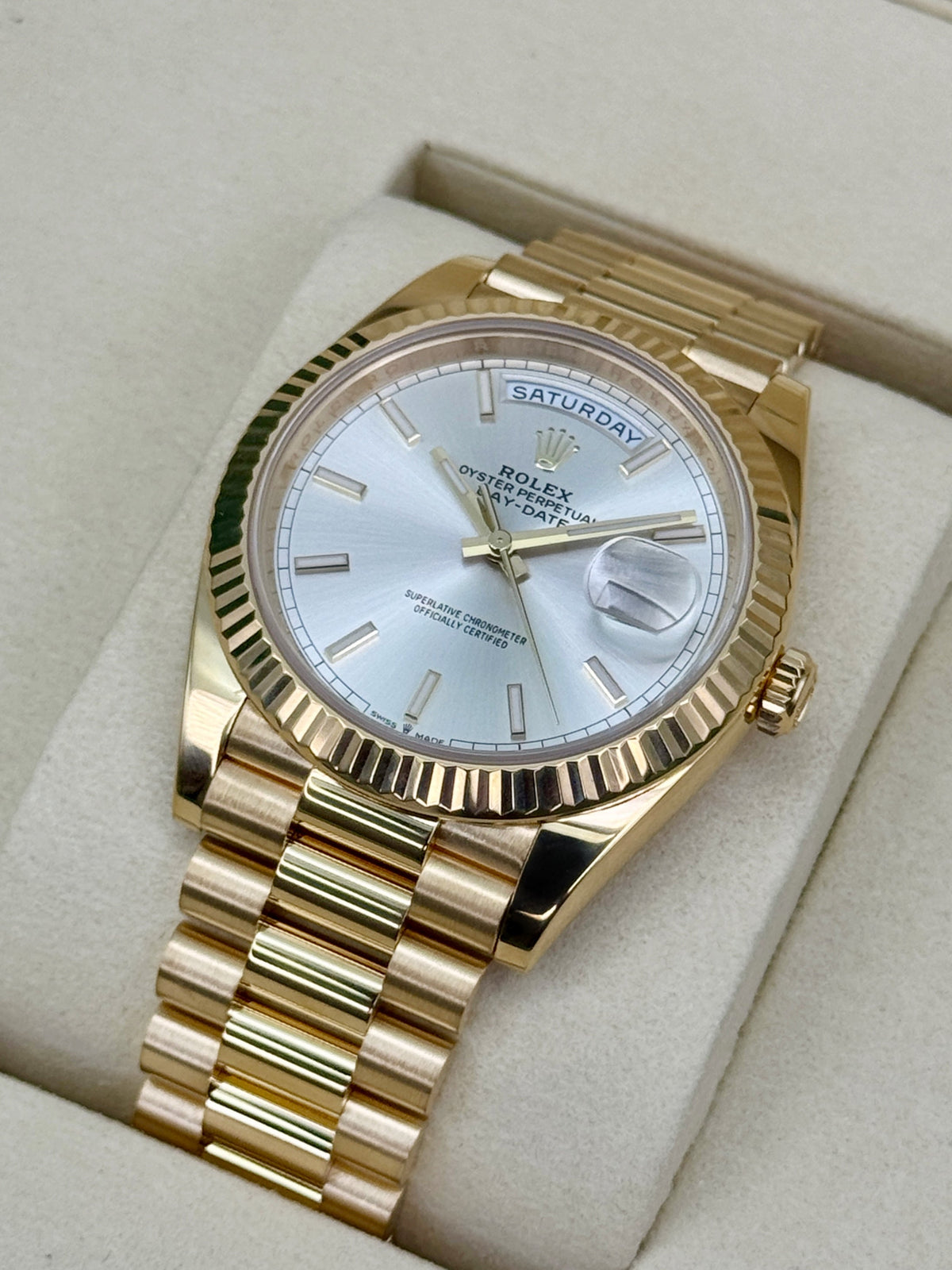 2026 Rolex Day-Date 40mm 228238 Presidential Silver Dial