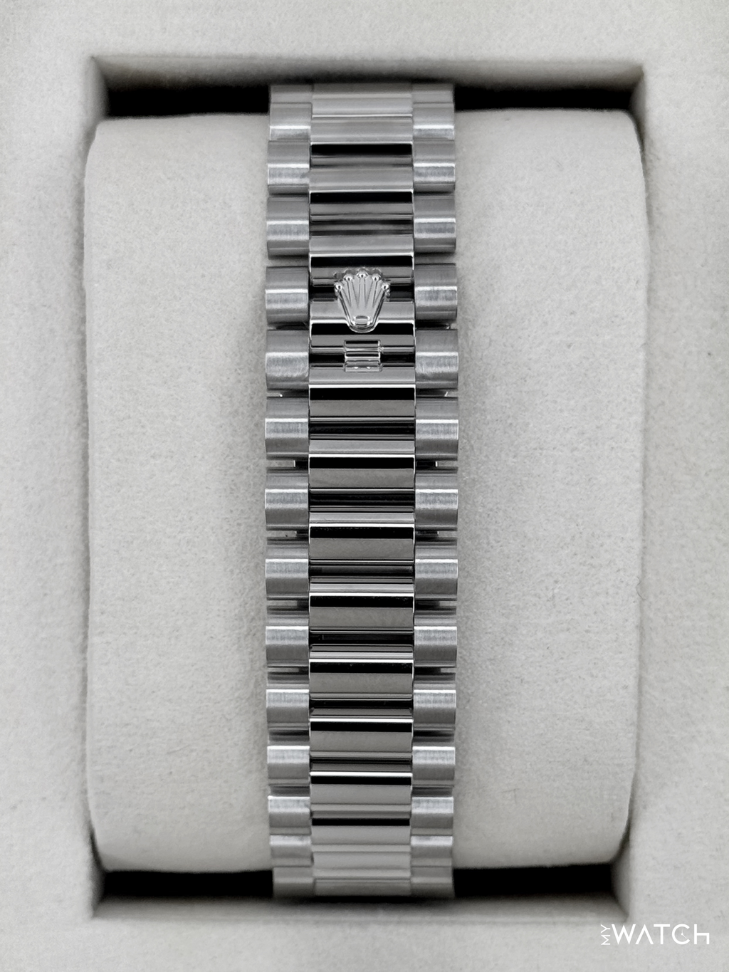 NEW Rolex Day-Date 36mm 128396TBR Ice Blue Diamond Baguette Dial